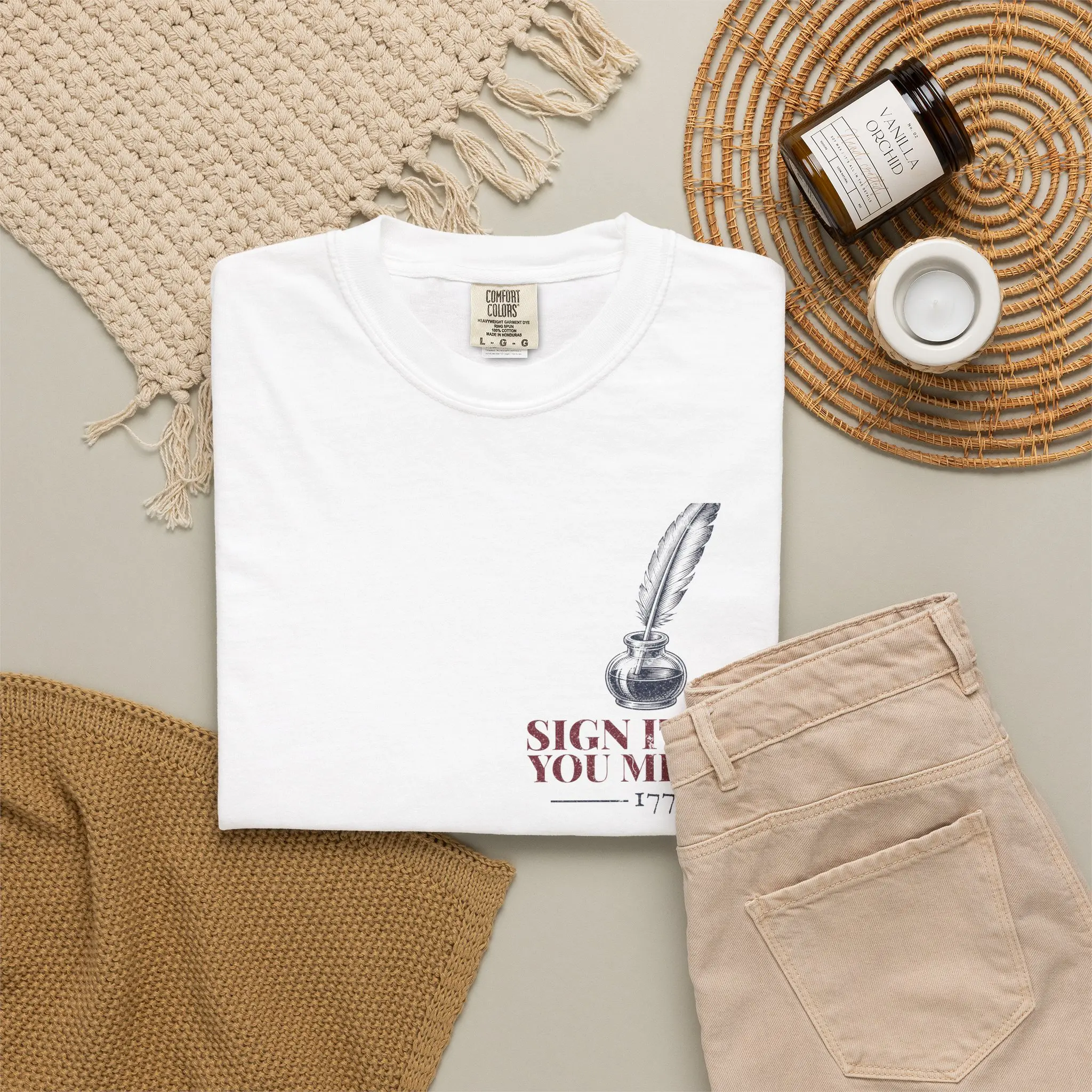 Sign It Like You Mean It T-Shirt | 1776 Declaration Signature Front and Back Tee - Image 4