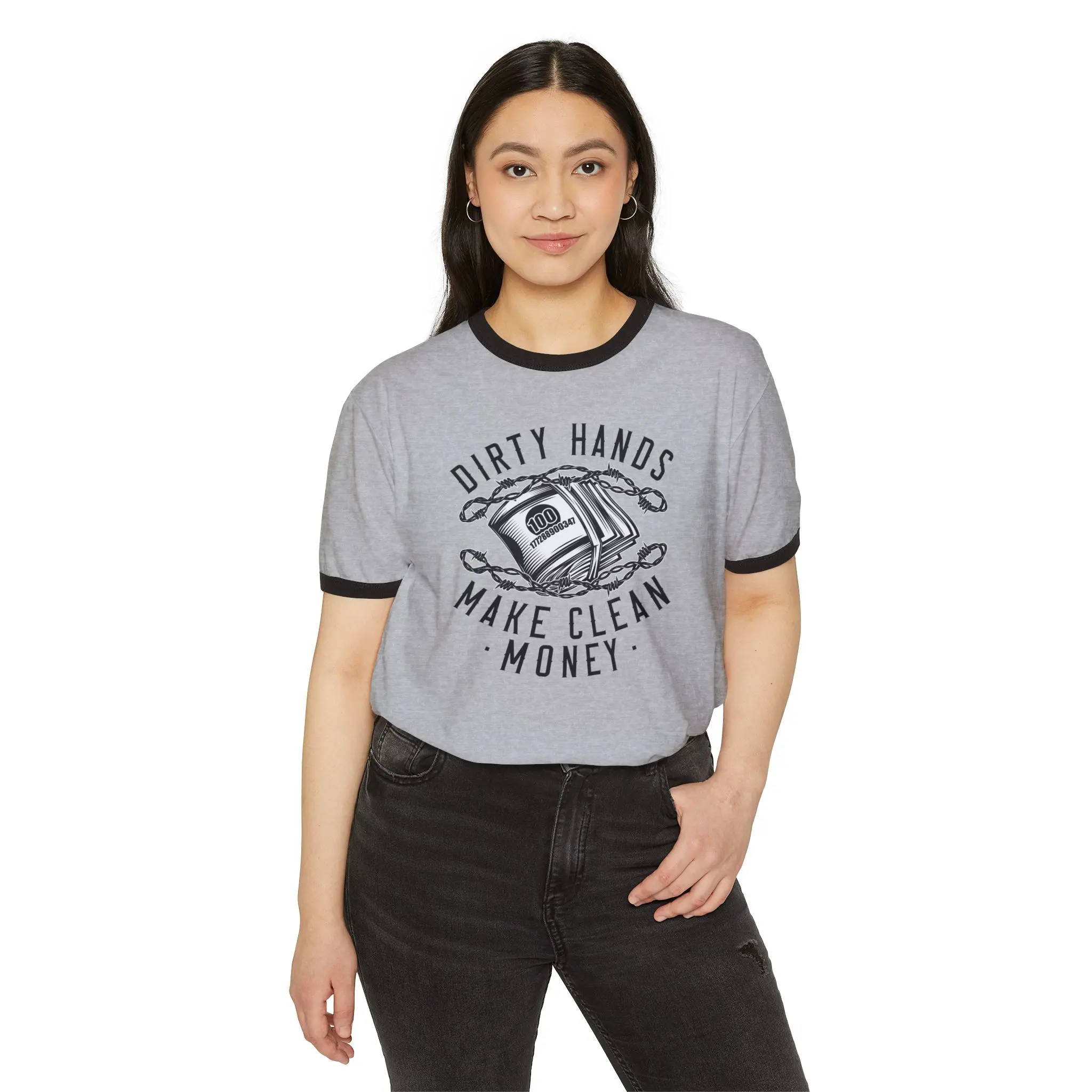 Dirty Hands Make Clean Money Ringer Tee | Hard Work Blue Collar Shirt - Image 7