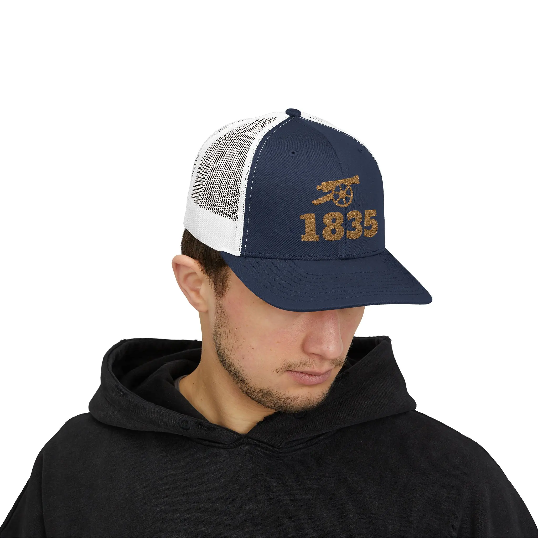 Gonzales Cannon 1835 Trucker Hat | Gold Embroidered Texas History Snapback - Image 19
