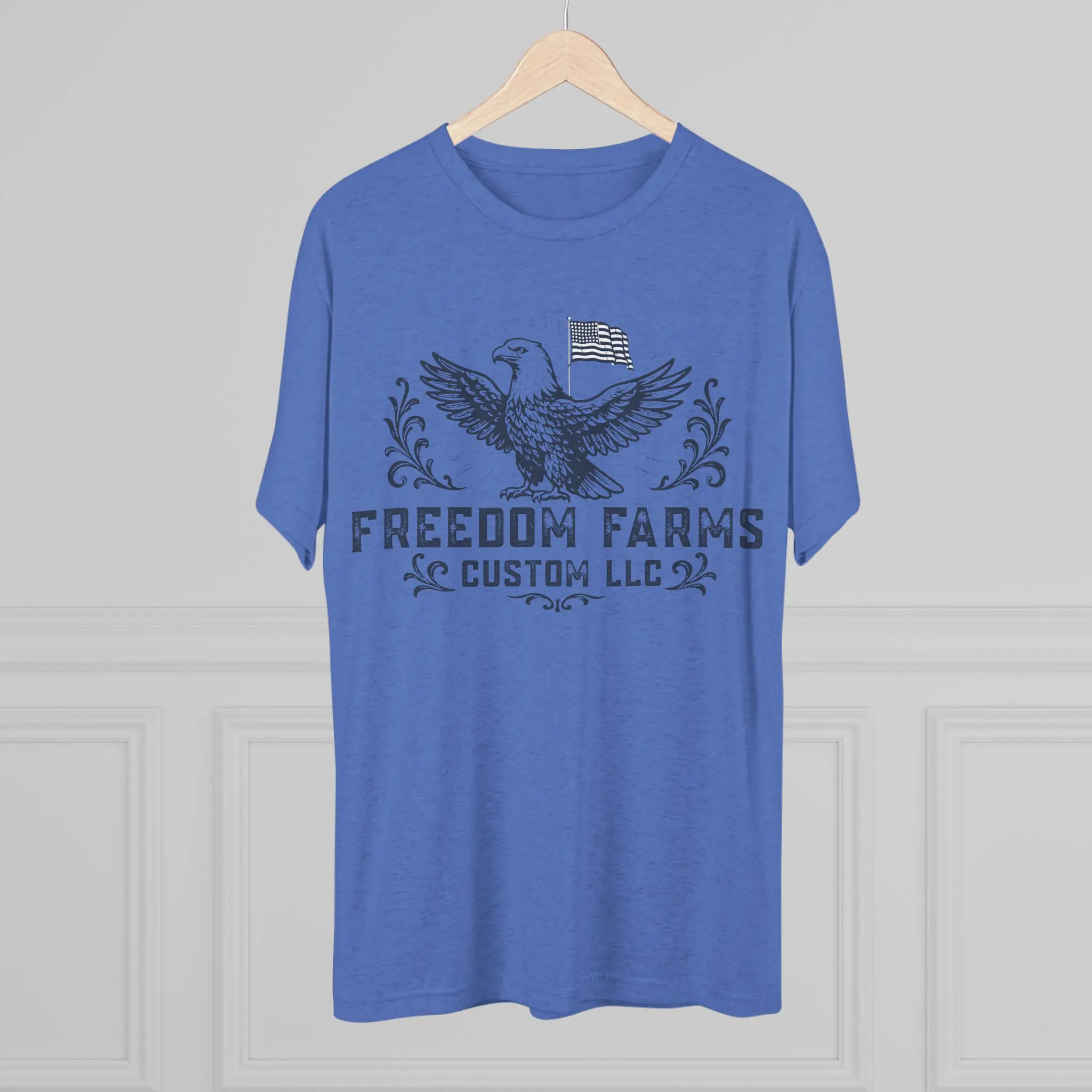 Freedom Farms Custom Eagle and Flag Logo Tee | Signature Tri-Blend Shirt - Image 12