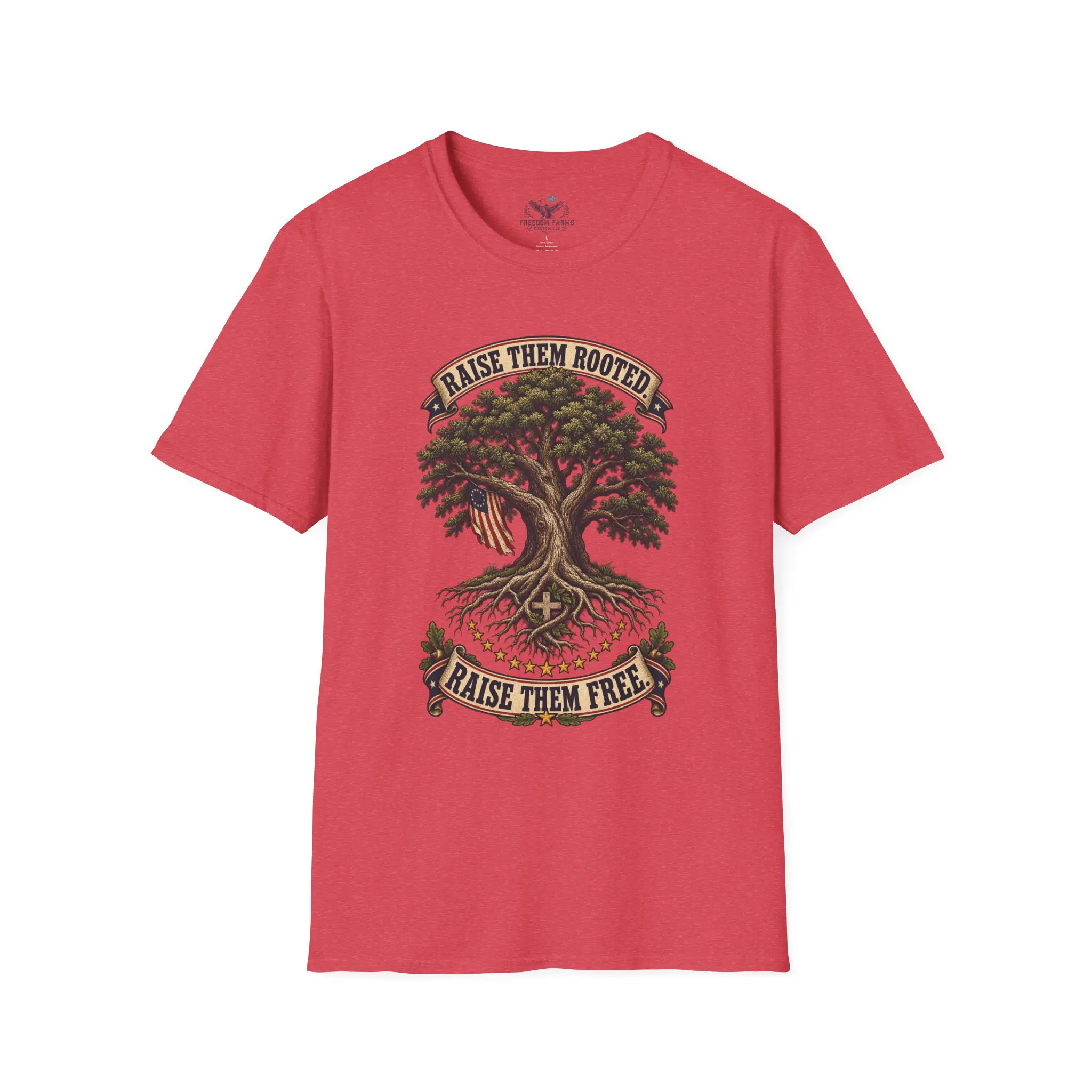 Raise Them Rooted, Raise Them Free T-Shirt | Faith and Flag Oak Tree Tee - Image 17