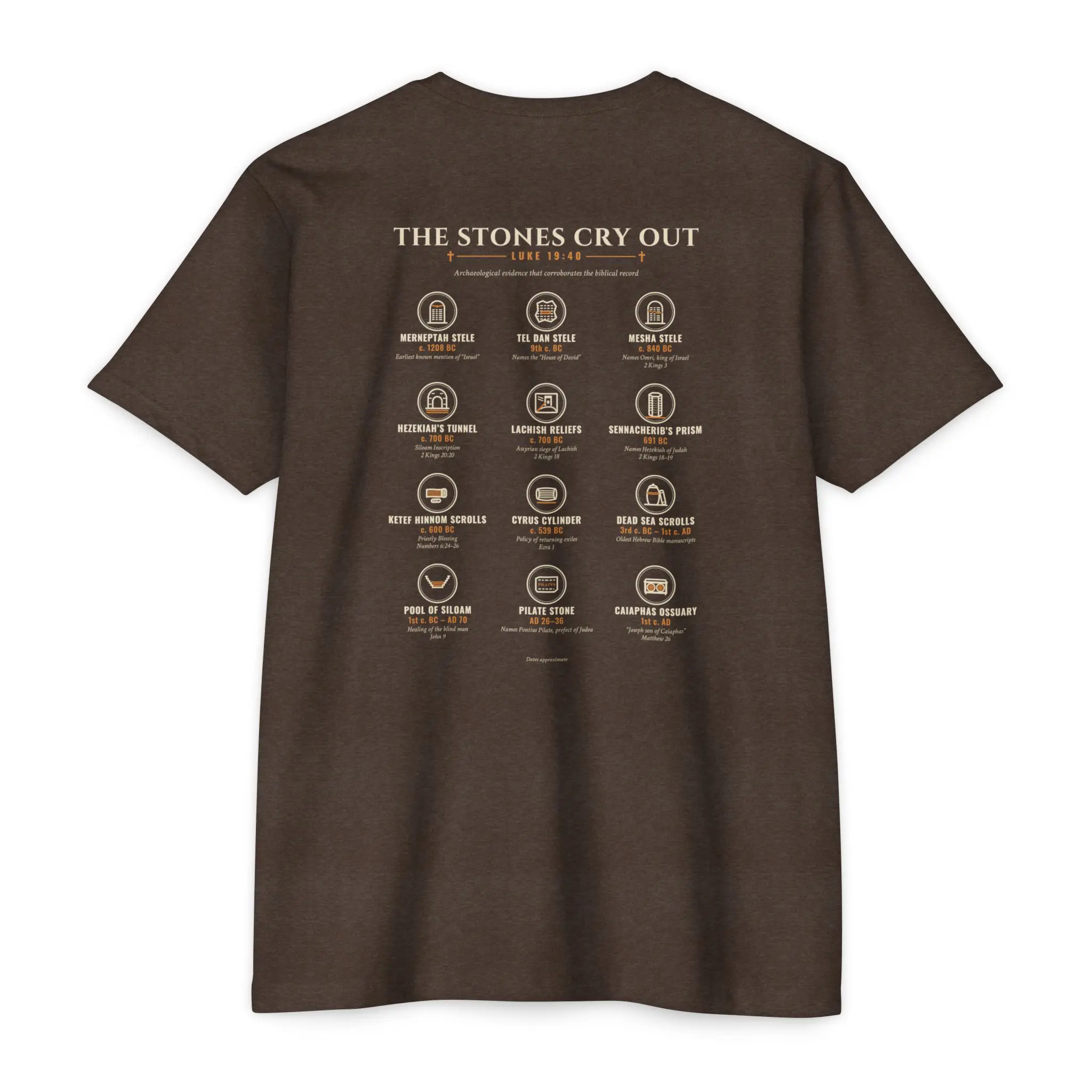 The Stones Cry Out Discoveries T-Shirt | Biblical Archaeology Grid Front and Back Tee - Image 10