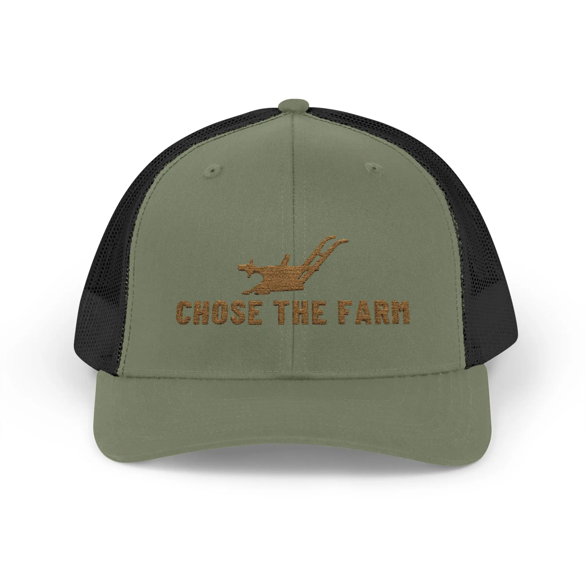 Chose the Farm Trucker Hat | Gold Embroidered Plow Snapback - Image 13