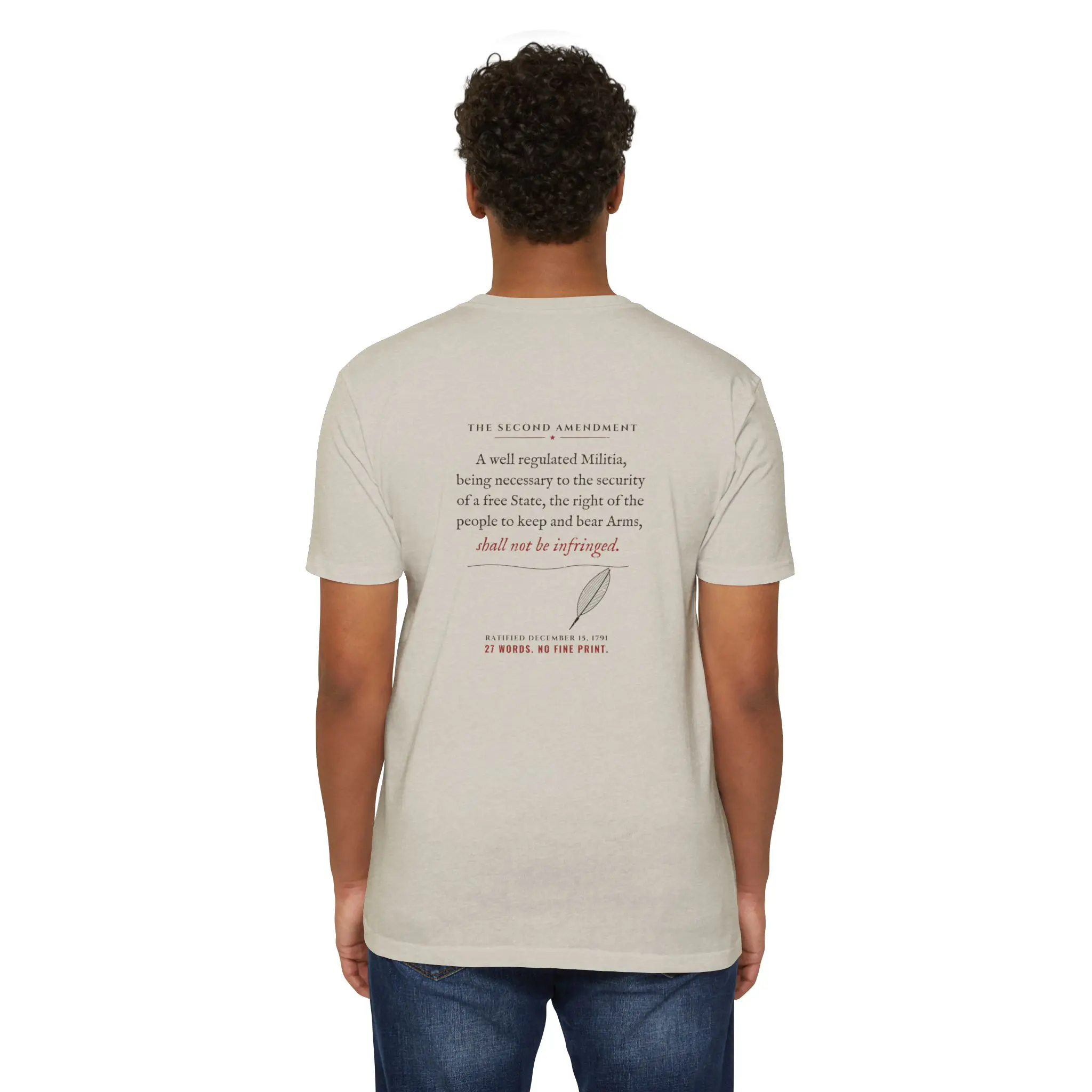 27 Words No Fine Print T-Shirt | Second Amendment Front and Back Tee - Image 4