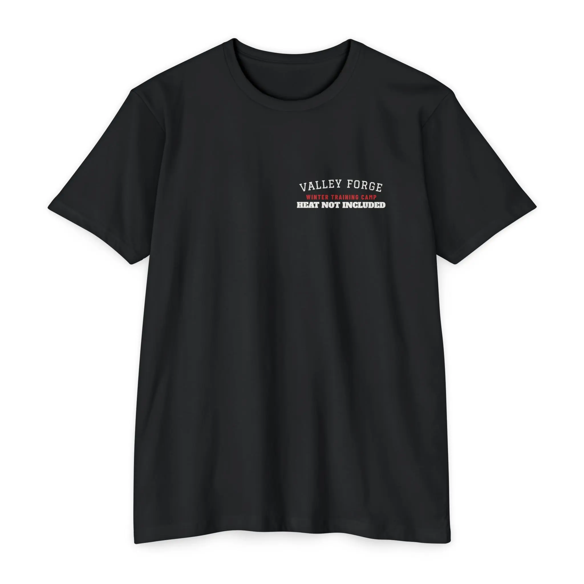 Heat Not Included T-Shirt | Valley Forge Winter Camp 1778 Front and Back Tee - Image 13