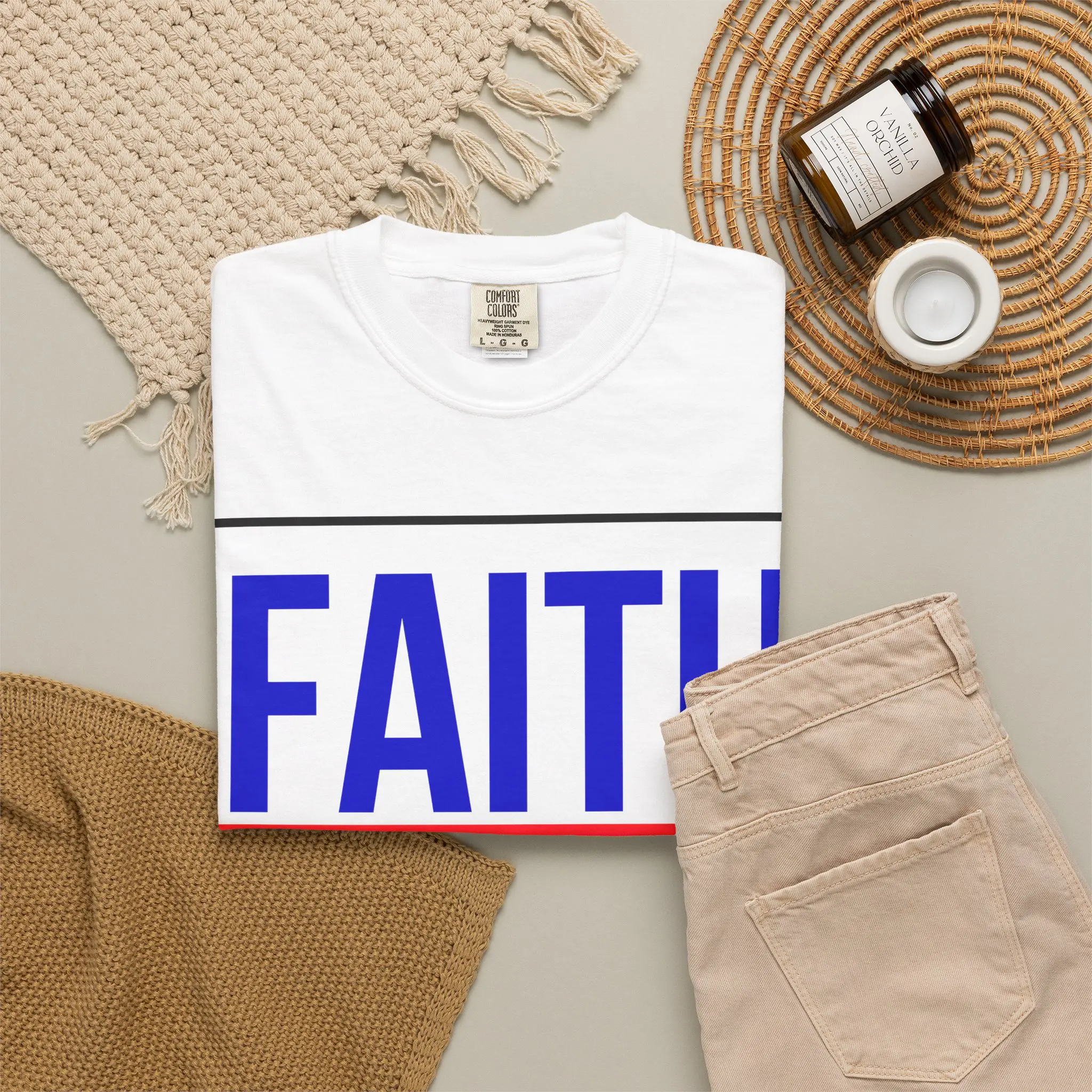 Faith Over Fear Psalm 118:6 Garment-Dyed Tee | Christian Statement Shirt - Image 4