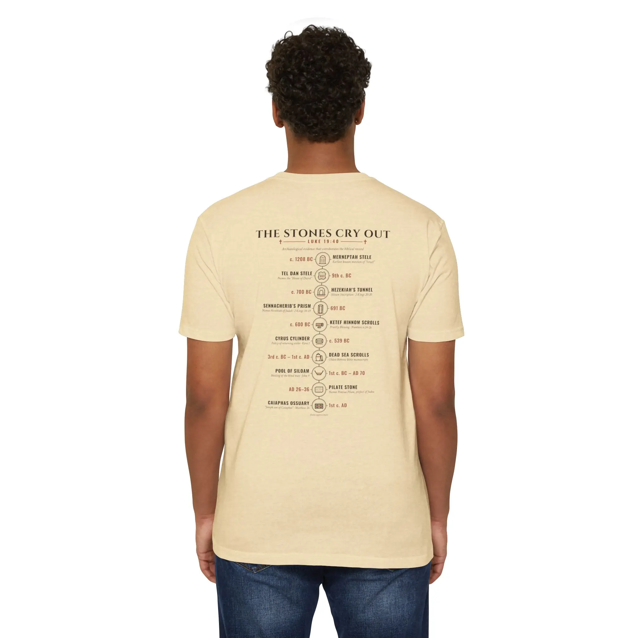 The Stones Cry Out Timeline T-Shirt | Biblical Archaeology Front and Back Tee - Image 4