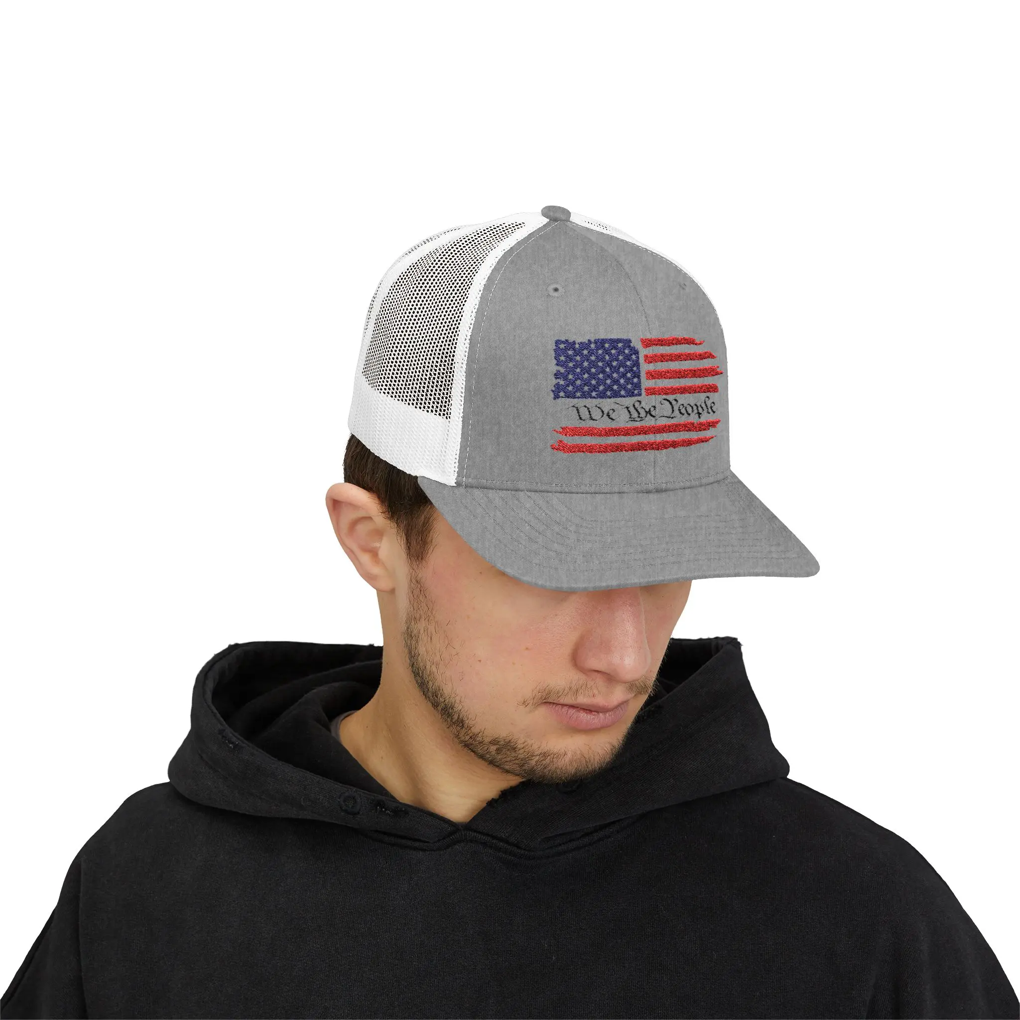 We the People American Flag Trucker Hat | Embroidered Patriotic Snapback - Image 23