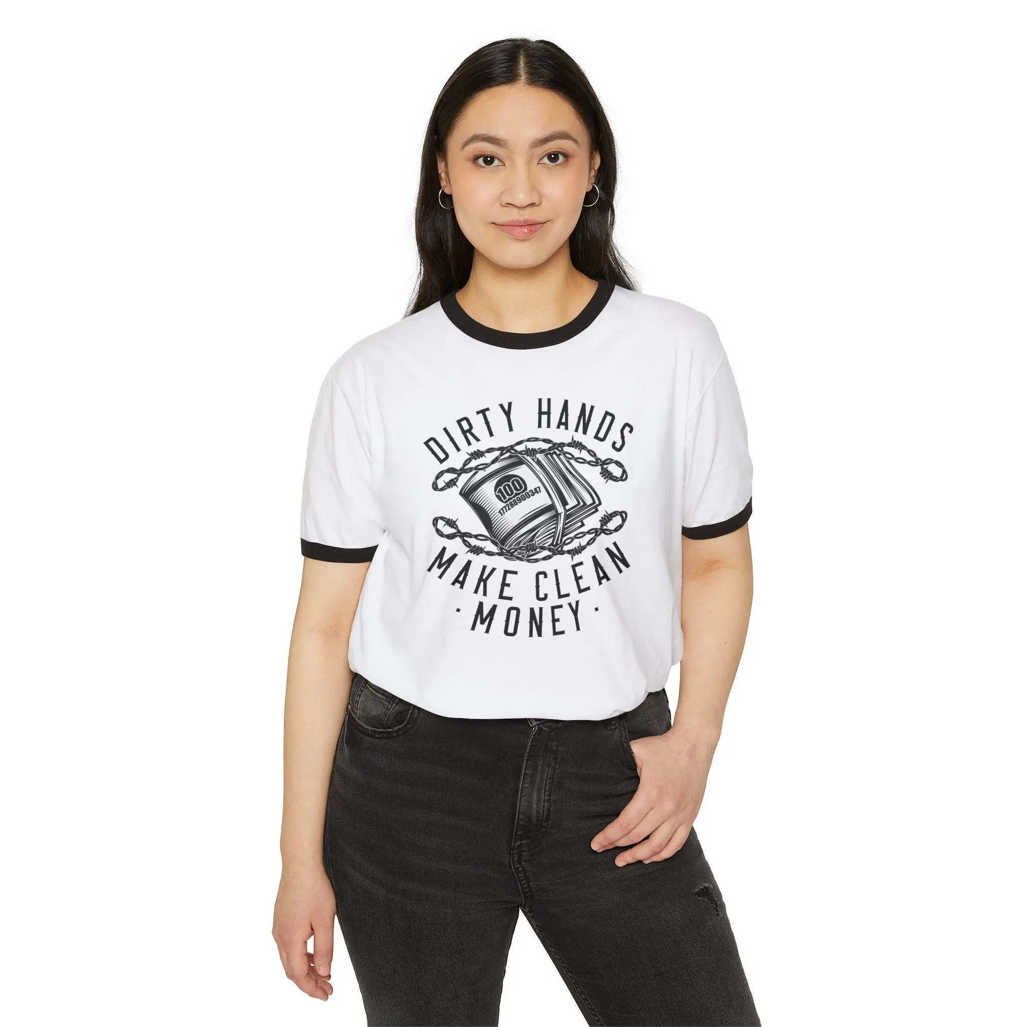 Dirty Hands Make Clean Money Ringer Tee | Hard Work Blue Collar Shirt - Image 15