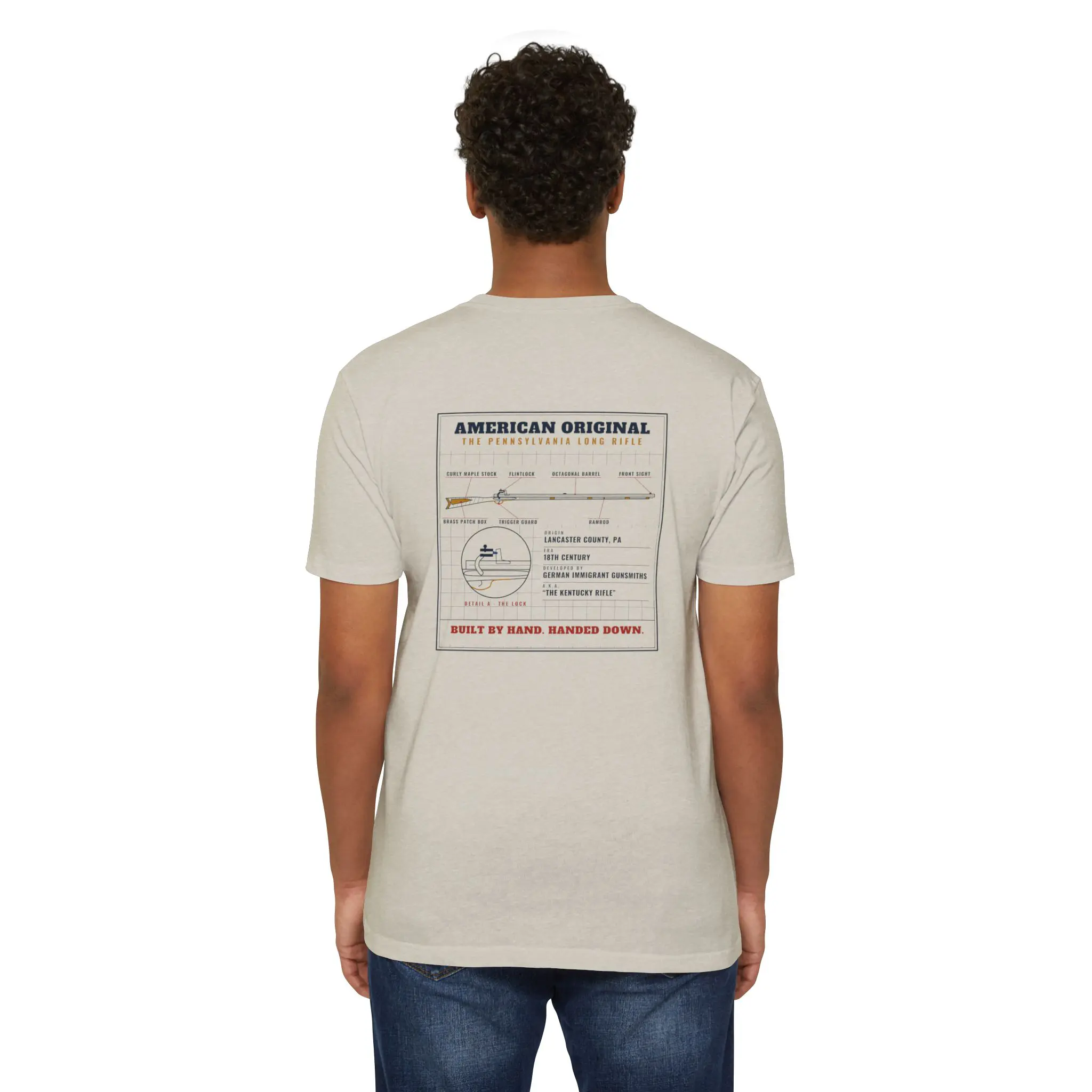 American Original Long Rifle T-Shirt | Pennsylvania Blueprint Front and Back Tee - Image 8