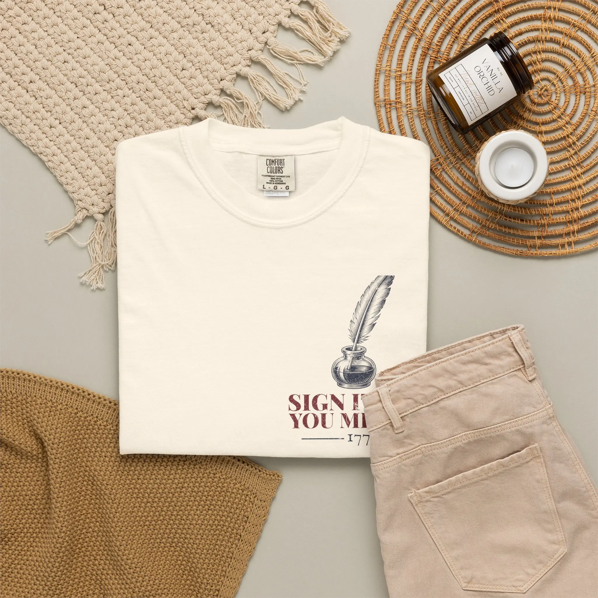 Sign It Like You Mean It T-Shirt | 1776 Declaration Signature Front and Back Tee - Image 8