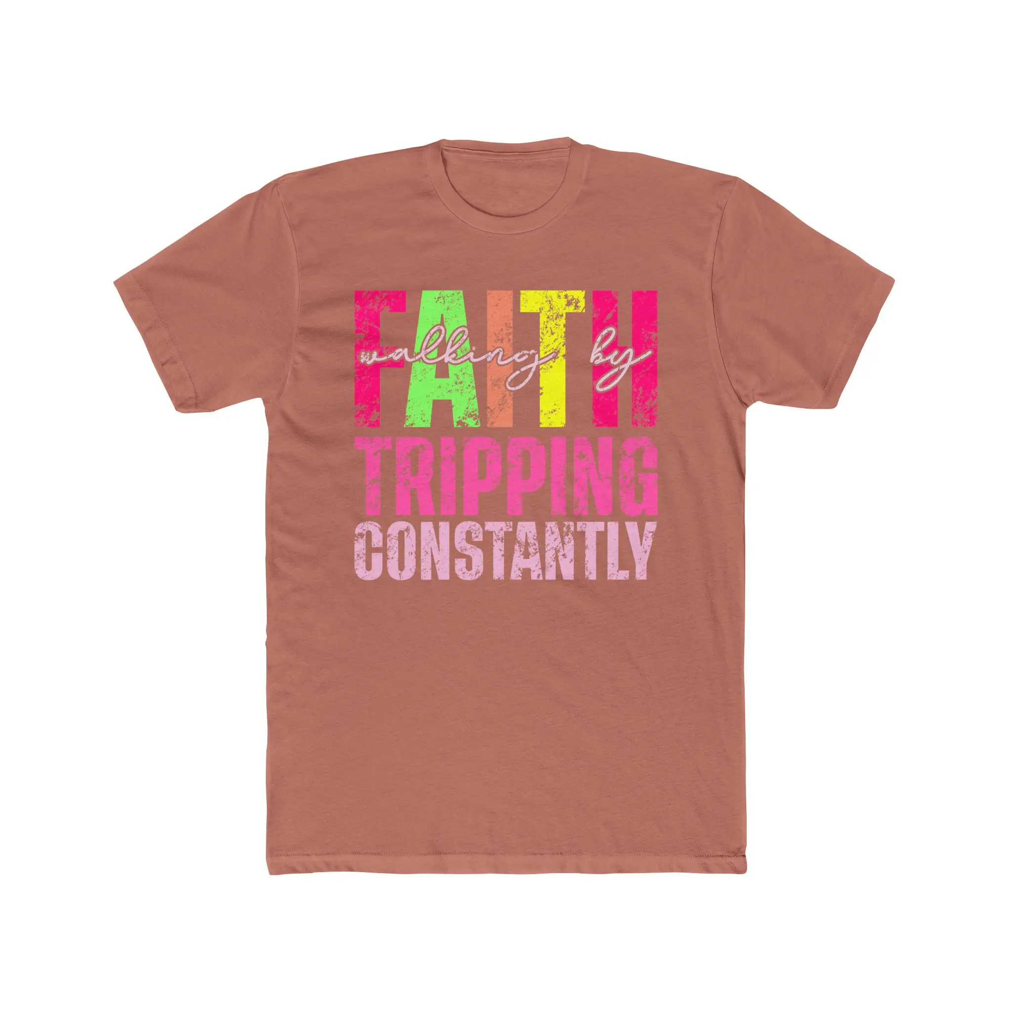 Walking by Faith, Tripping Constantly T-Shirt | Funny Christian Tee