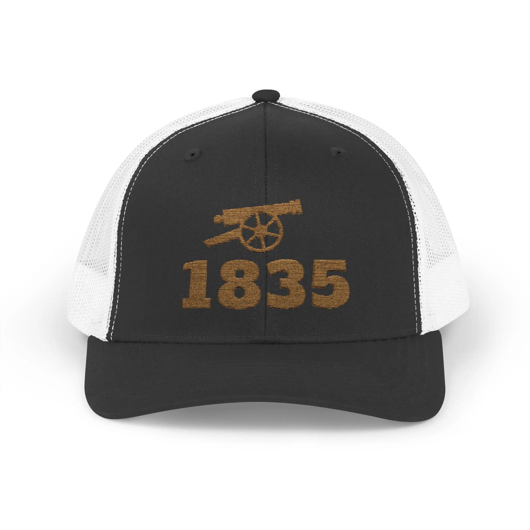 Gonzales Cannon 1835 Trucker Hat | Gold Embroidered Texas History Snapback - Image 5