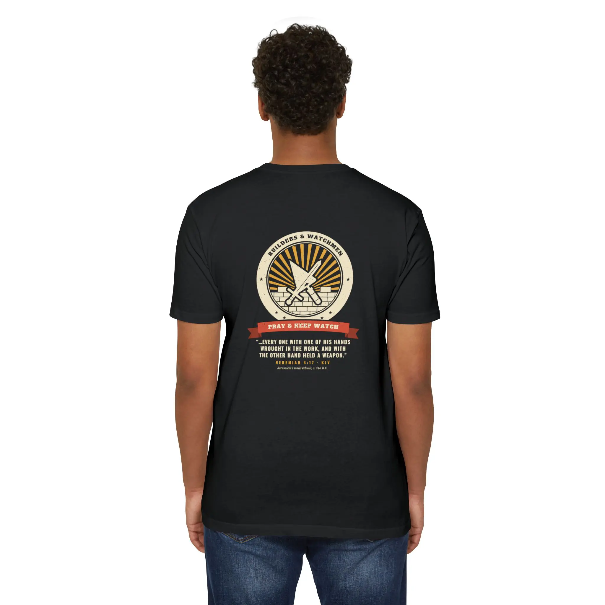 Builders & Watchmen T-Shirt | Nehemiah 4:17 Front and Back Tee - Image 20