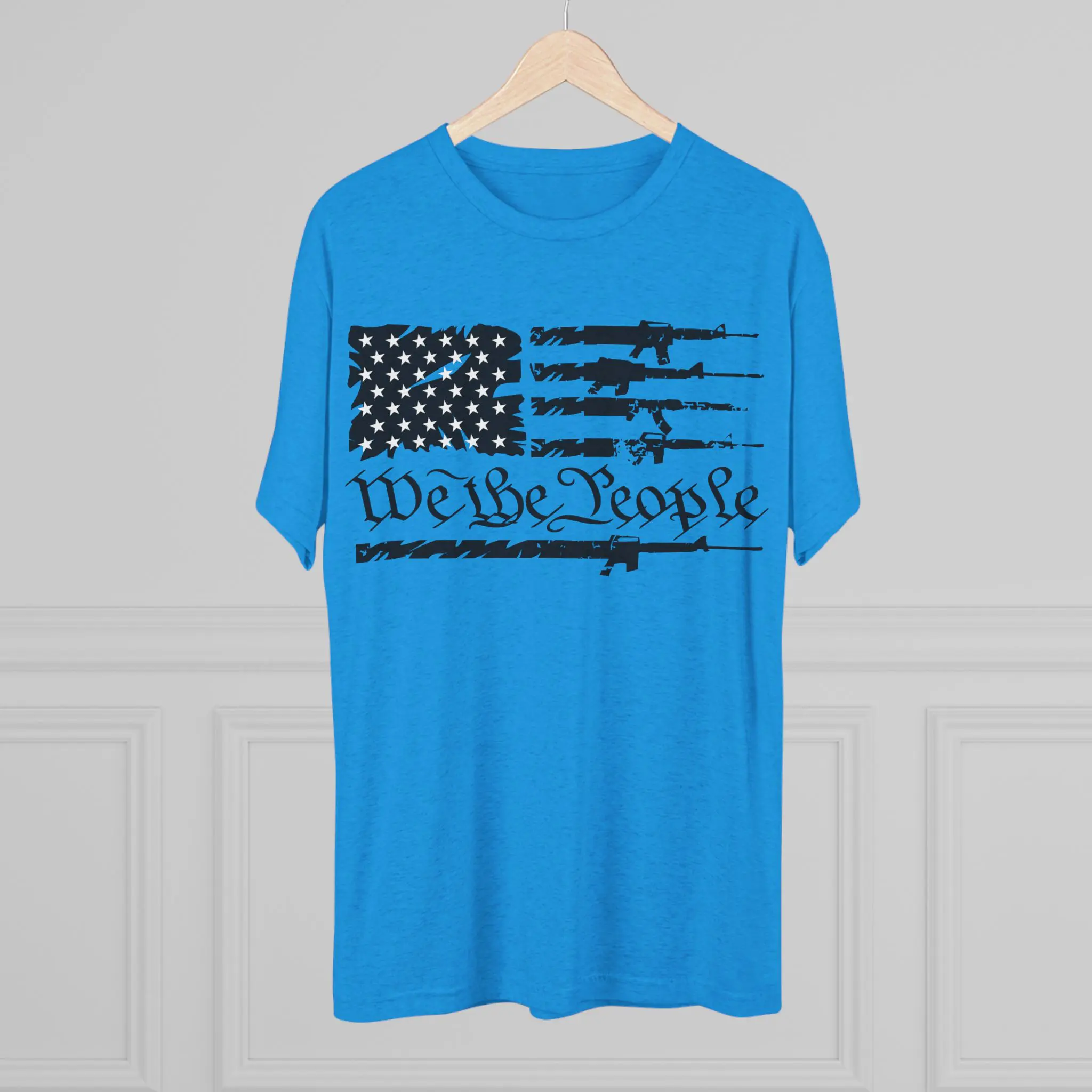 We the People Gun Flag Tri-Blend Tee | Rifle Stripe American Flag Shirt - Image 8