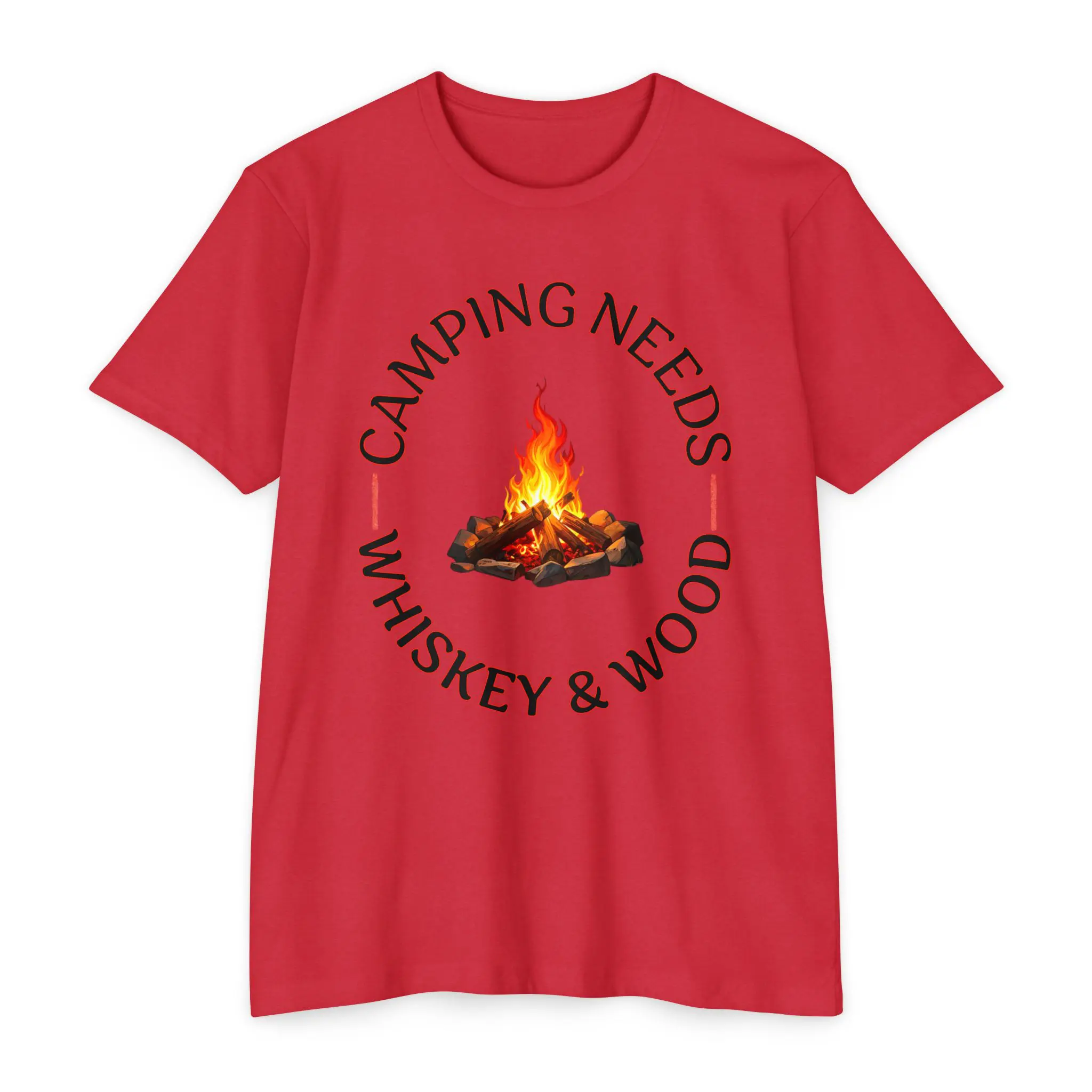 Camping Needs Whiskey and Wood T-Shirt | Funny Campfire Graphic Tee - Image 29