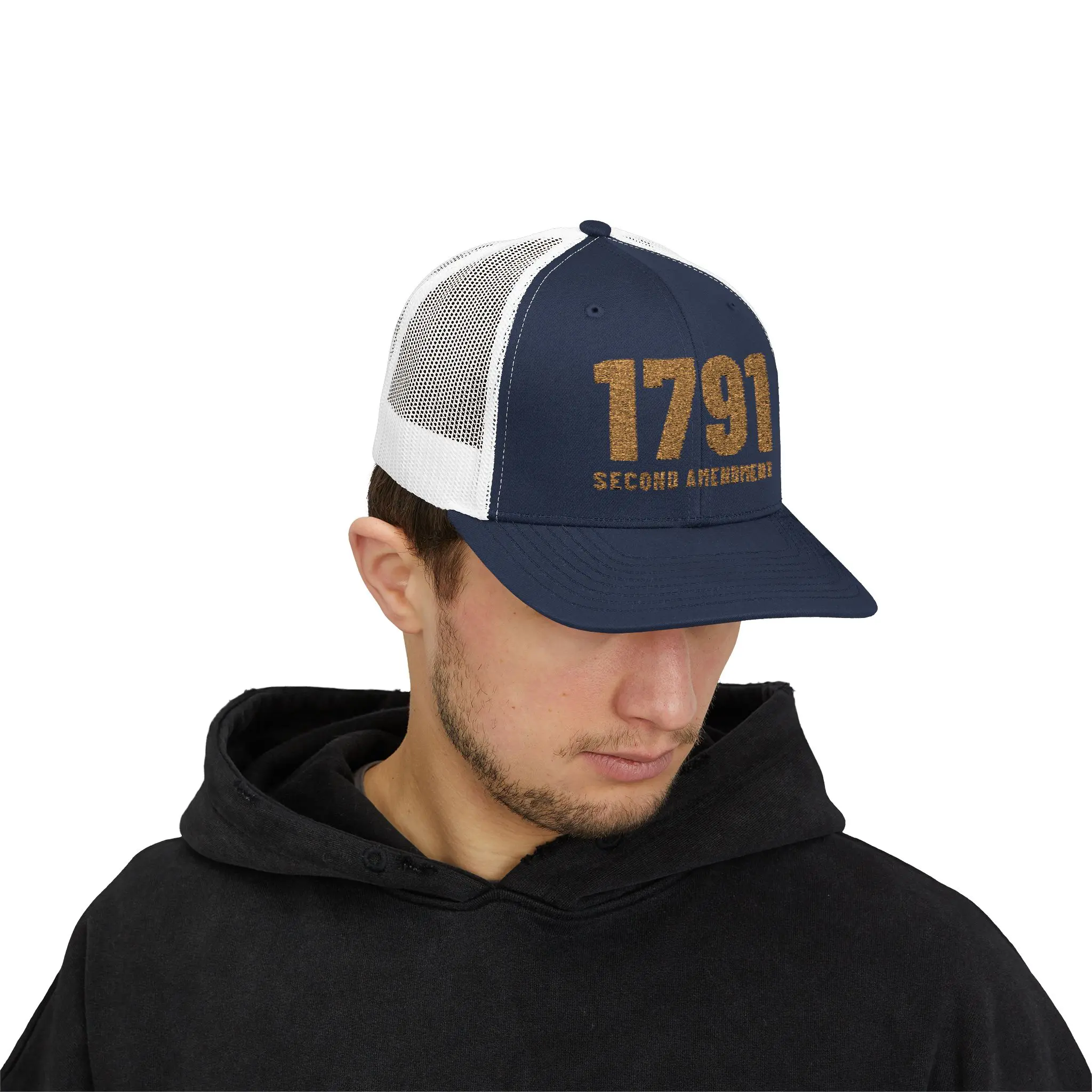 1791 Second Amendment Trucker Hat | Gold Embroidered 2A Snapback - Image 19