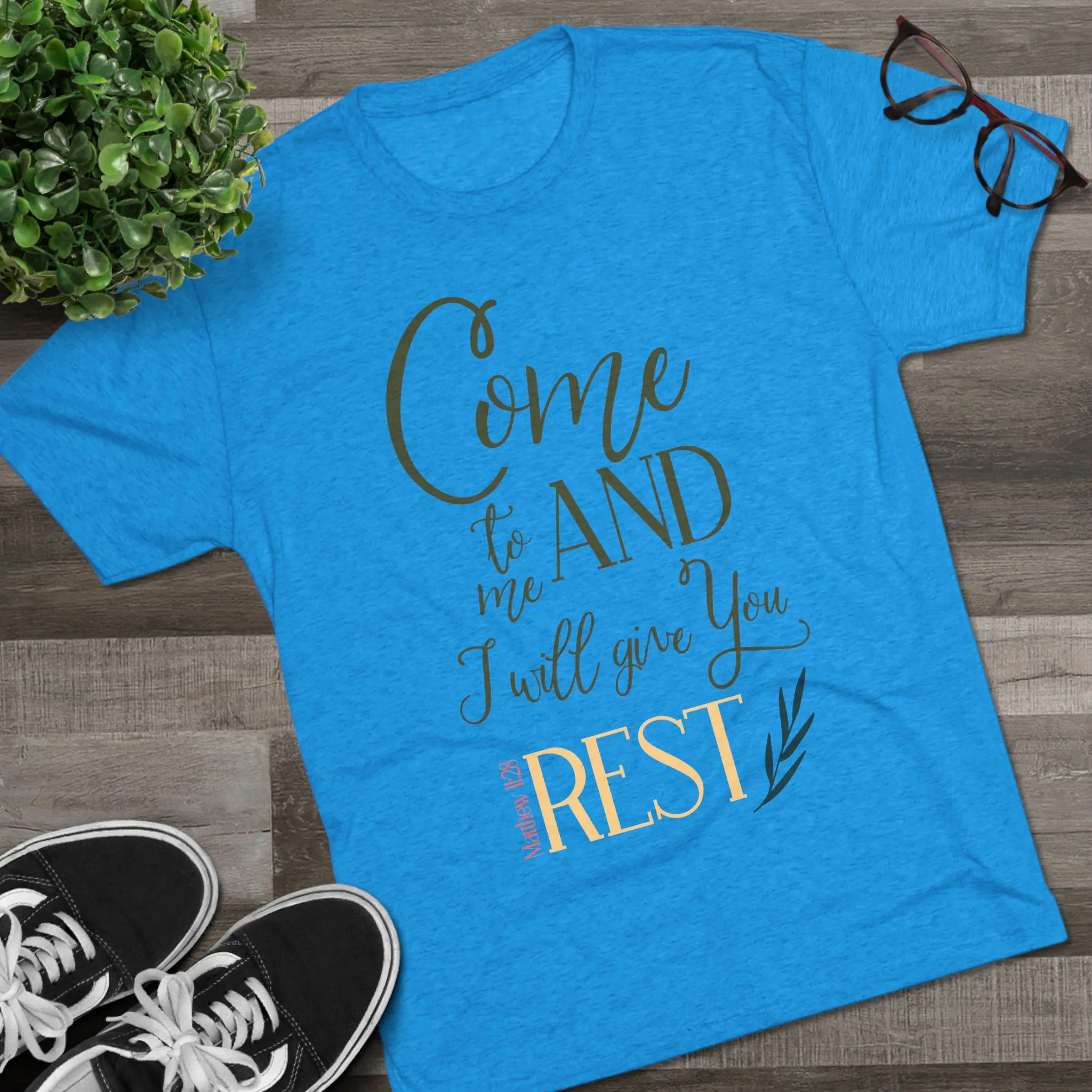 Come to Me and I Will Give You Rest Tee | Matthew 11:28 Christian Shirt - Image 3