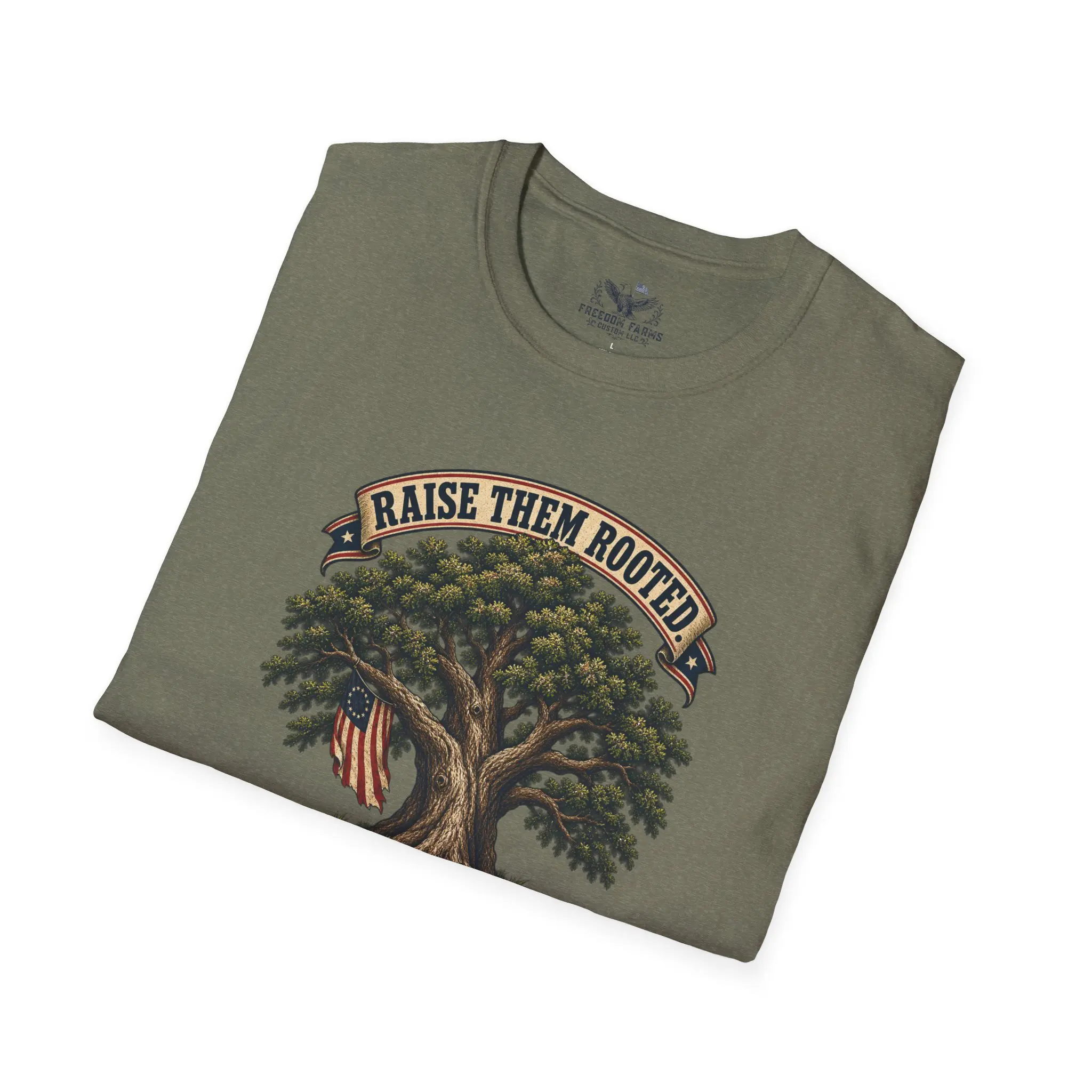 Raise Them Rooted, Raise Them Free T-Shirt | Faith and Flag Oak Tree Tee - Image 8