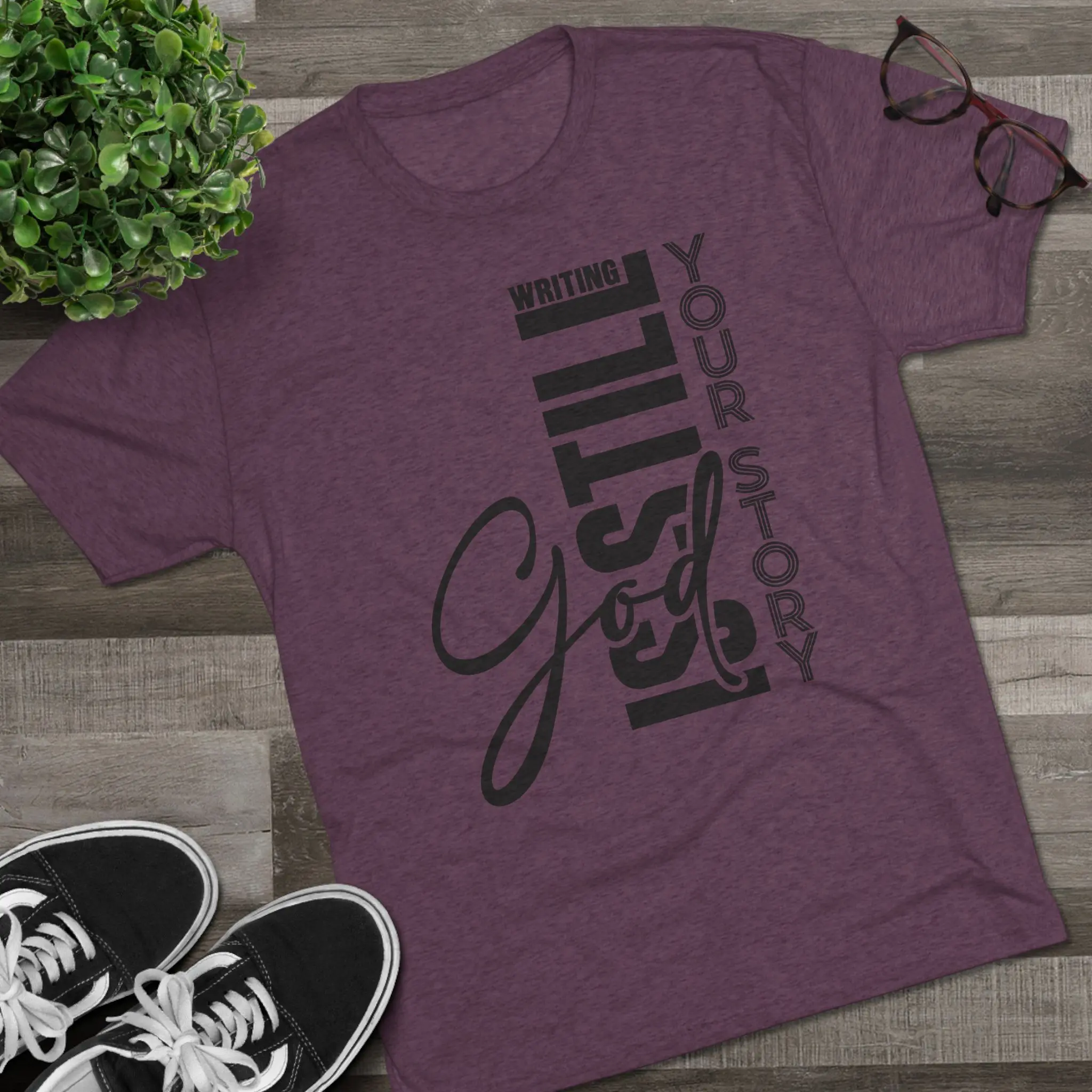 God Is Still Writing Your Story T-Shirt | Christian Typography Tri-Blend Tee - Image 19