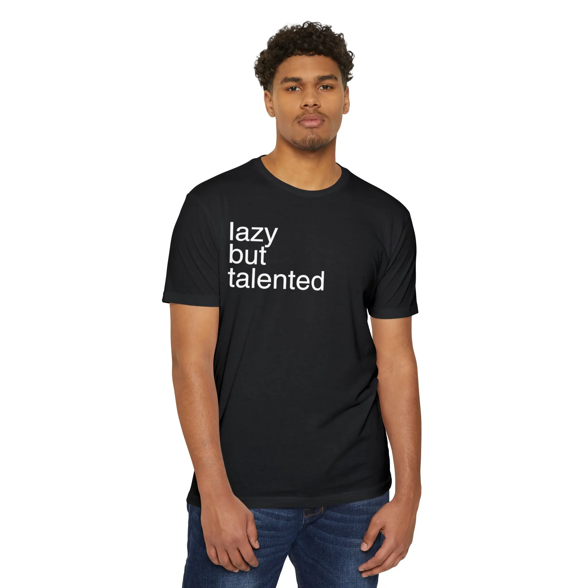Lazy But Talented T-Shirt | Funny Minimalist Black Graphic Tee - Image 3