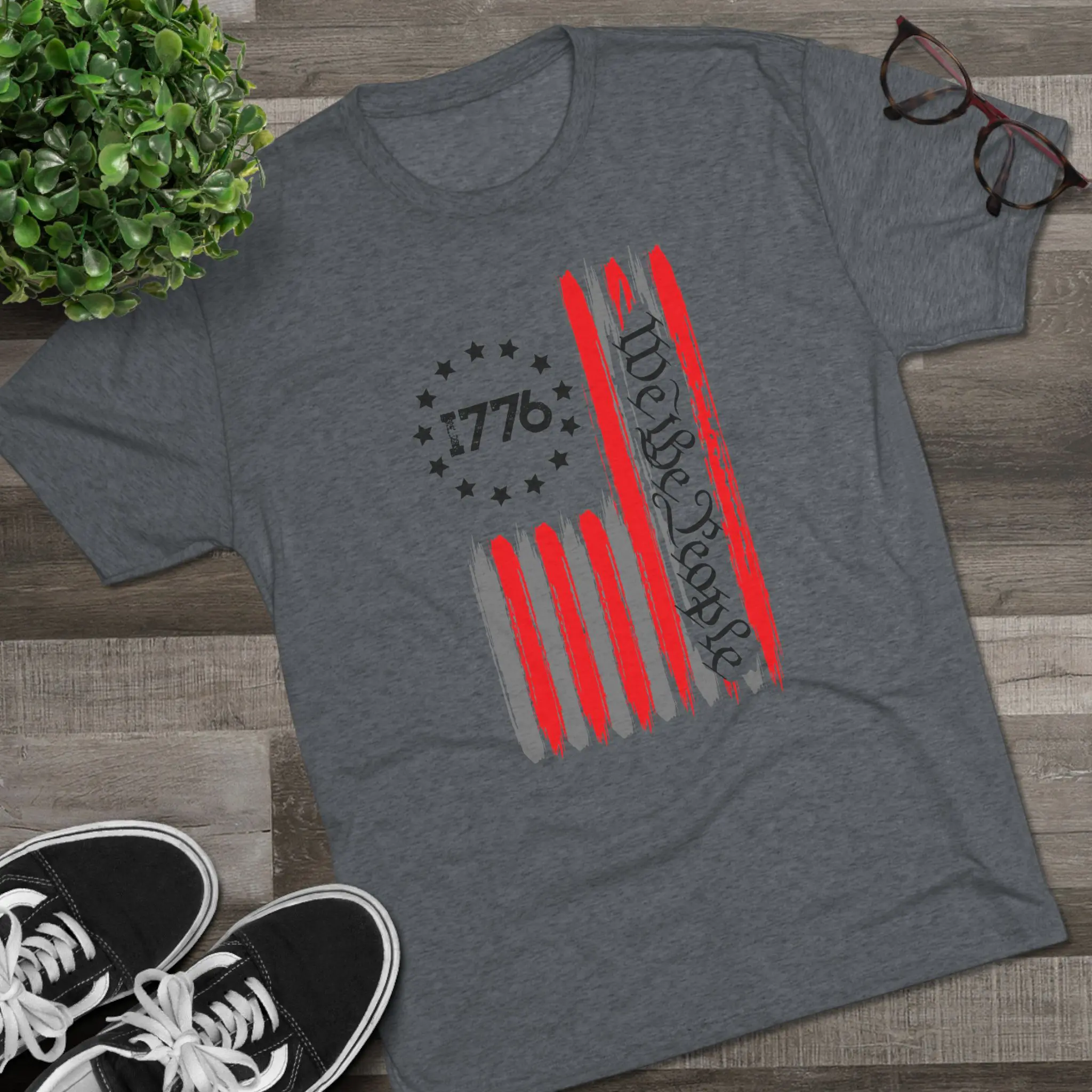 We the People 1776 Flag Tri-Blend Tee | Distressed Betsy Ross Flag Shirt - Image 11