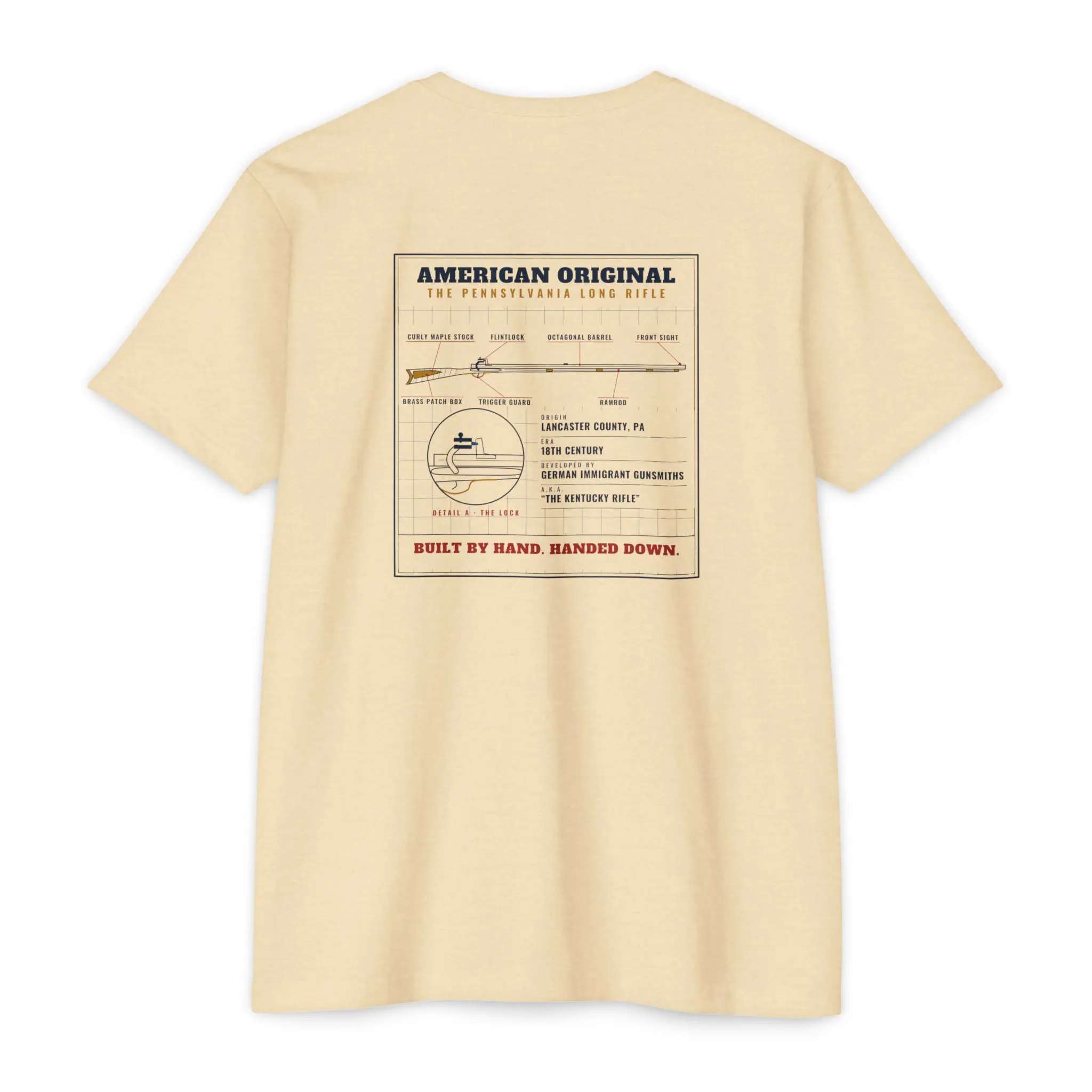 American Original Long Rifle T-Shirt | Pennsylvania Blueprint Front and Back Tee - Image 2