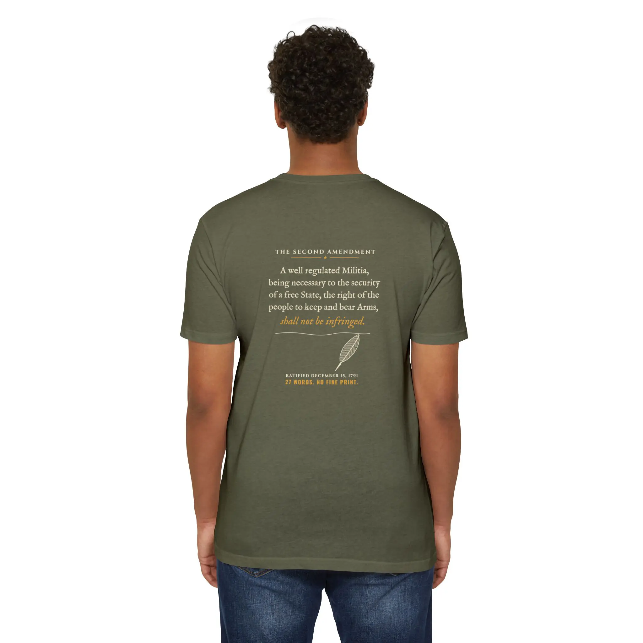 27 Words No Fine Print T-Shirt | Second Amendment Front and Back Tee - Image 8