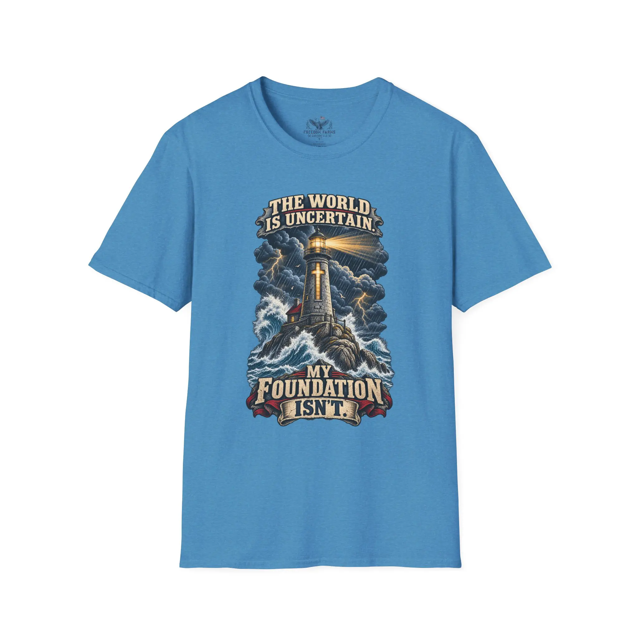 The World Is Uncertain, My Foundation Isn't T-Shirt | Christian Lighthouse Tee - Image 9