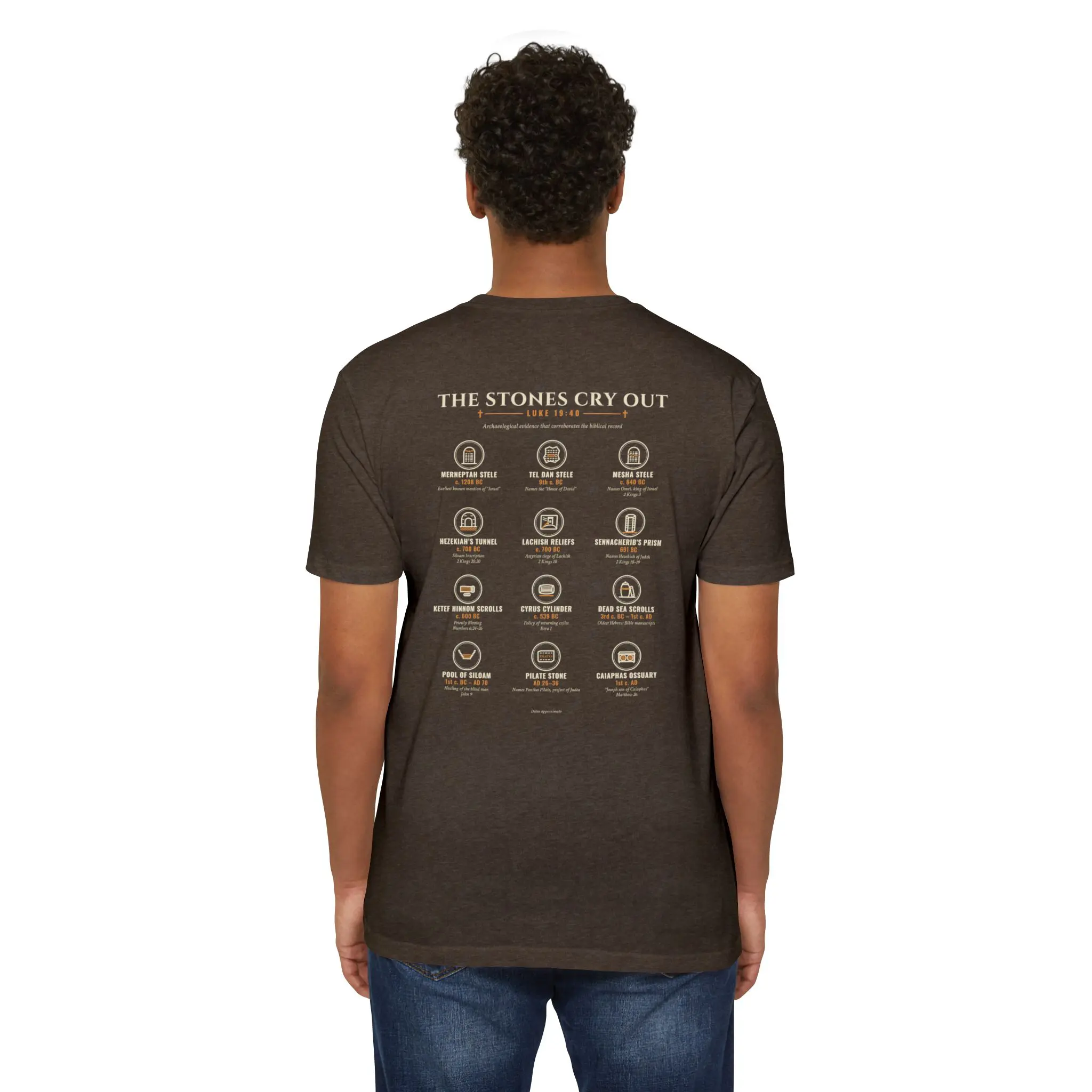 The Stones Cry Out Discoveries T-Shirt | Biblical Archaeology Grid Front and Back Tee - Image 12