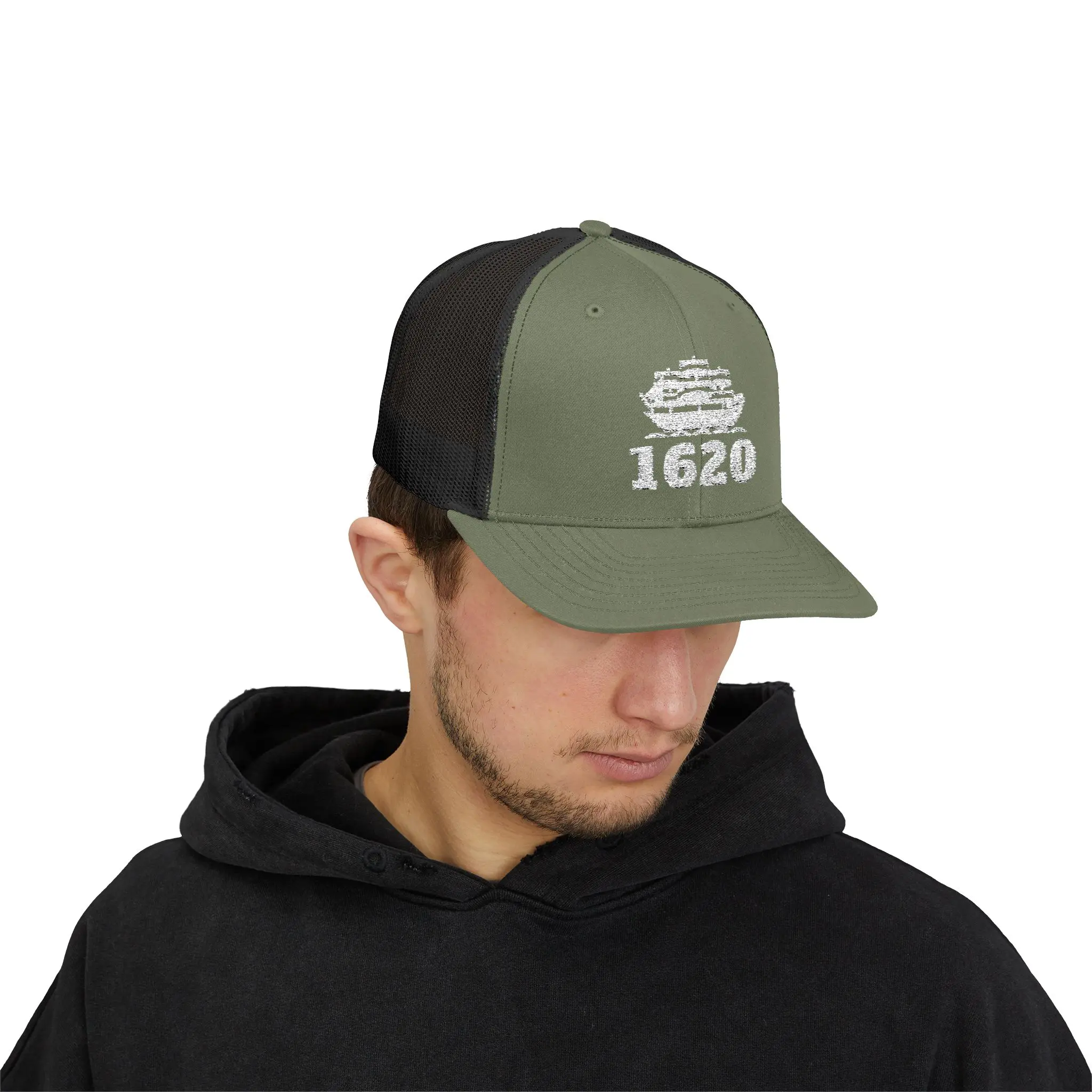 Mayflower 1620 Trucker Hat | Embroidered Ship Snapback - Image 15