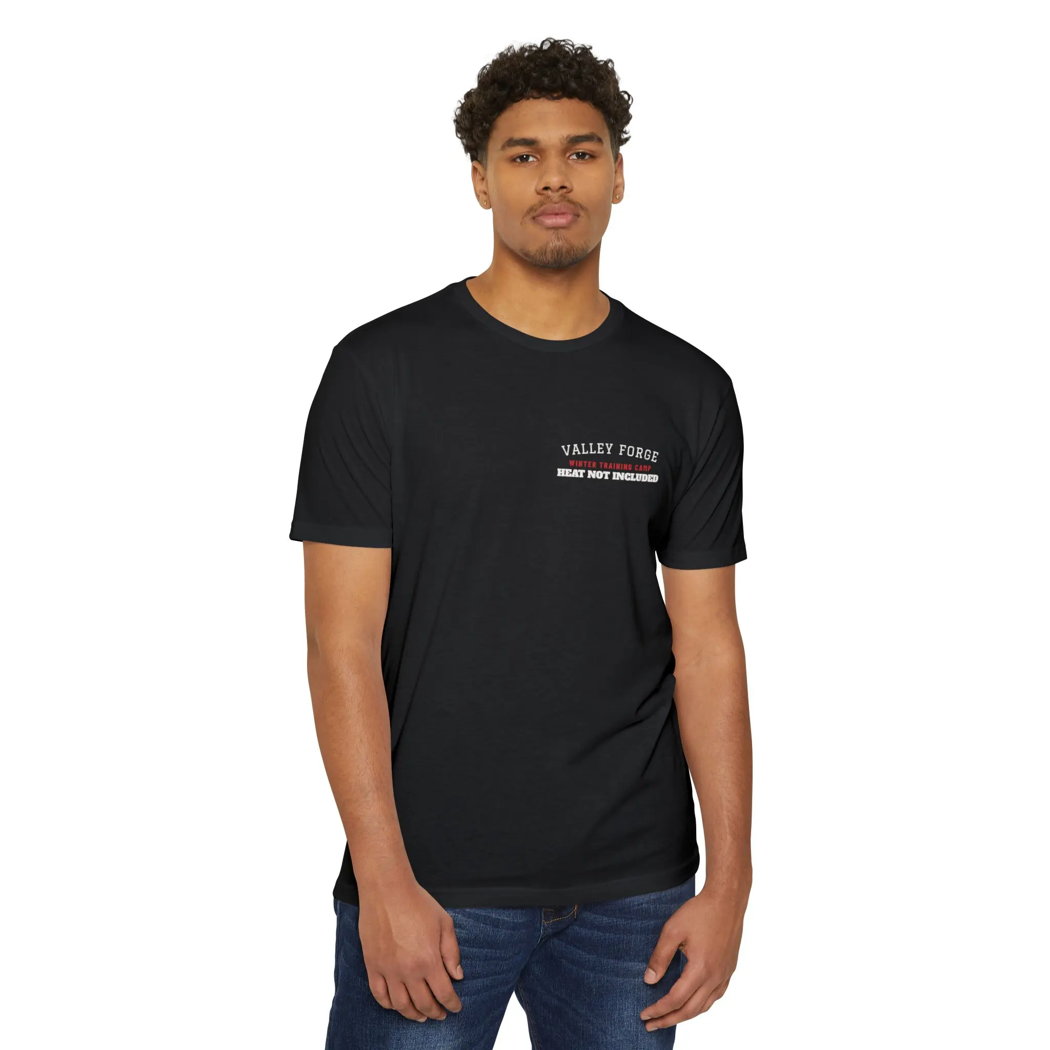 Heat Not Included T-Shirt | Valley Forge Winter Camp 1778 Front and Back Tee - Image 15