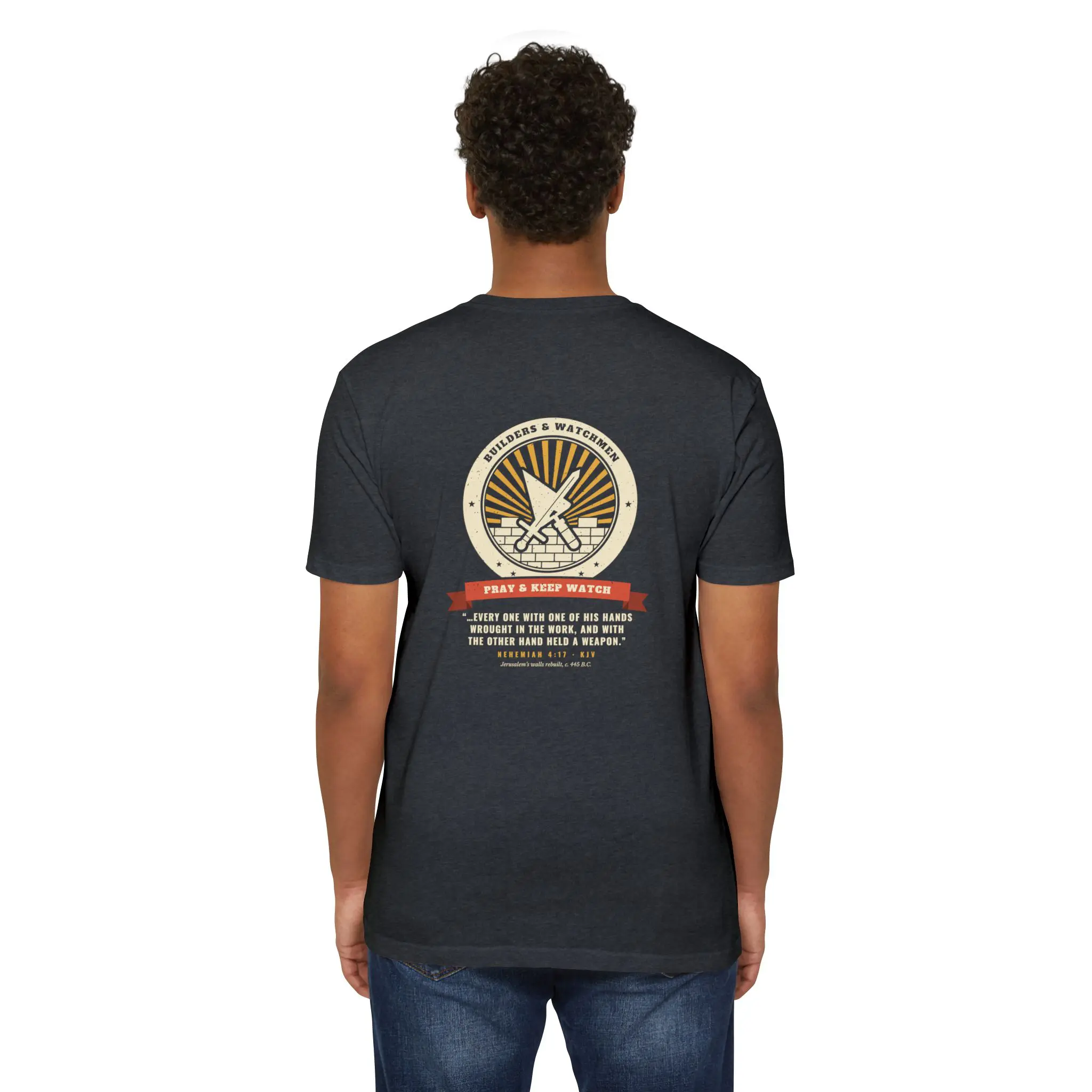 Builders & Watchmen T-Shirt | Nehemiah 4:17 Front and Back Tee - Image 16