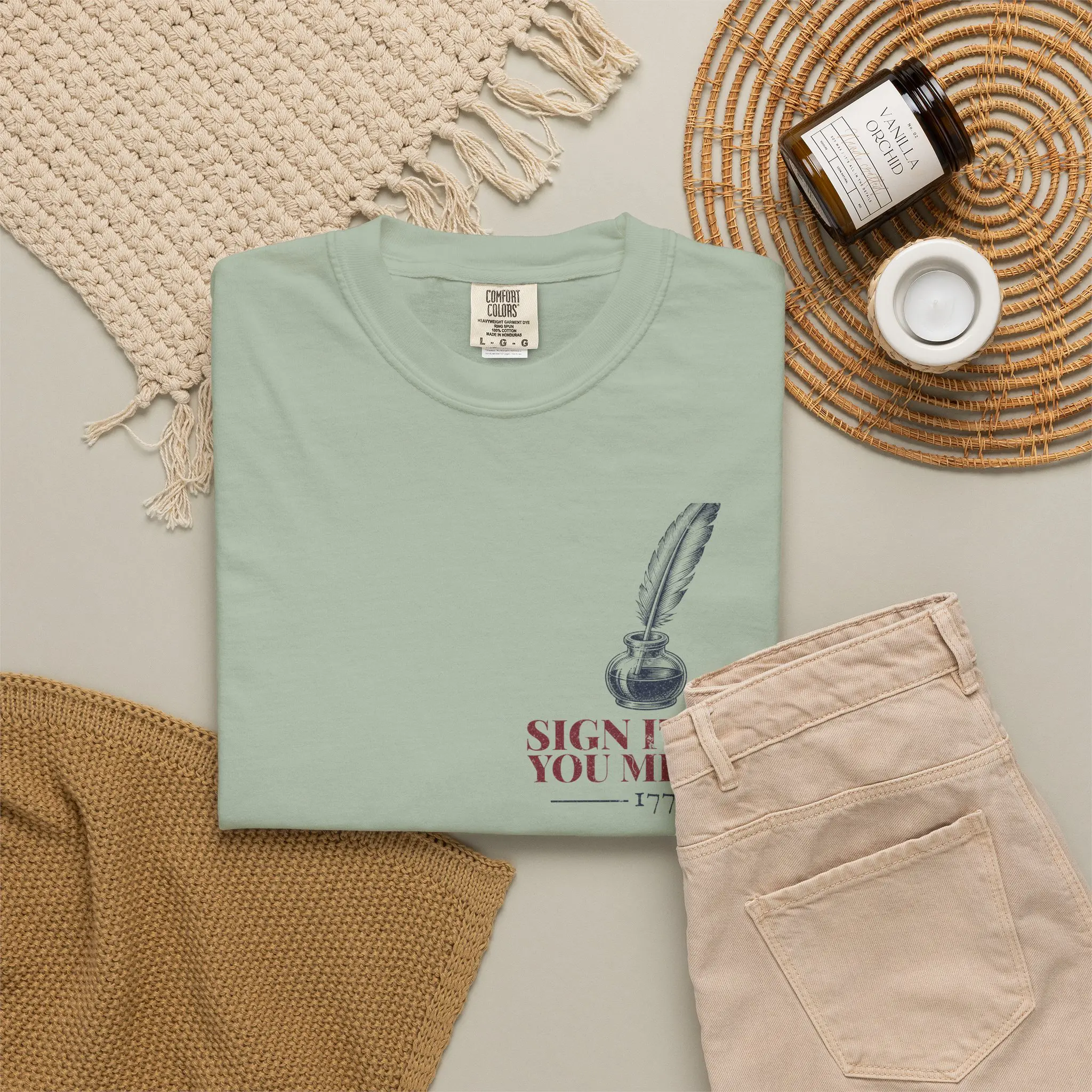 Sign It Like You Mean It T-Shirt | 1776 Declaration Signature Front and Back Tee - Image 16