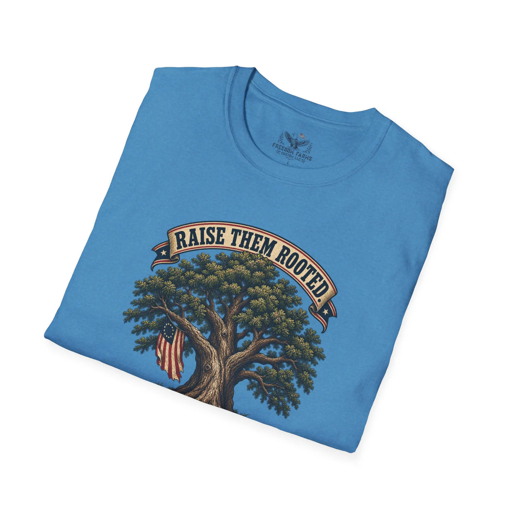 Raise Them Rooted, Raise Them Free T-Shirt | Faith and Flag Oak Tree Tee - Image 12