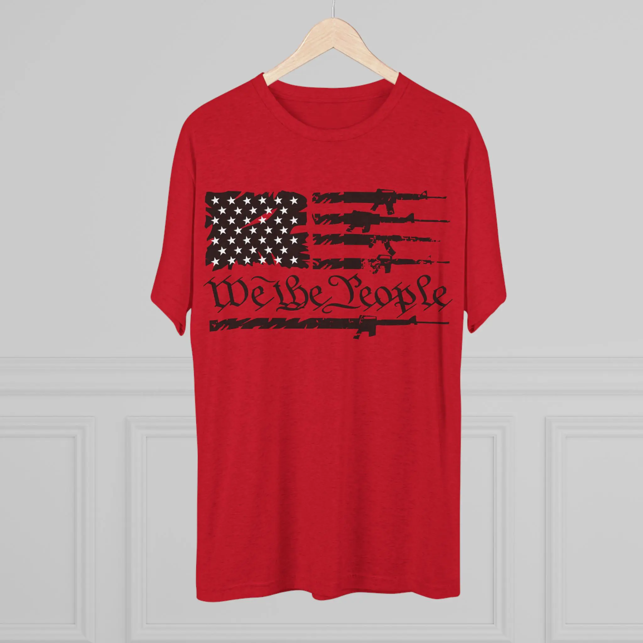 We the People Gun Flag Tri-Blend Tee | Rifle Stripe American Flag Shirt - Image 28