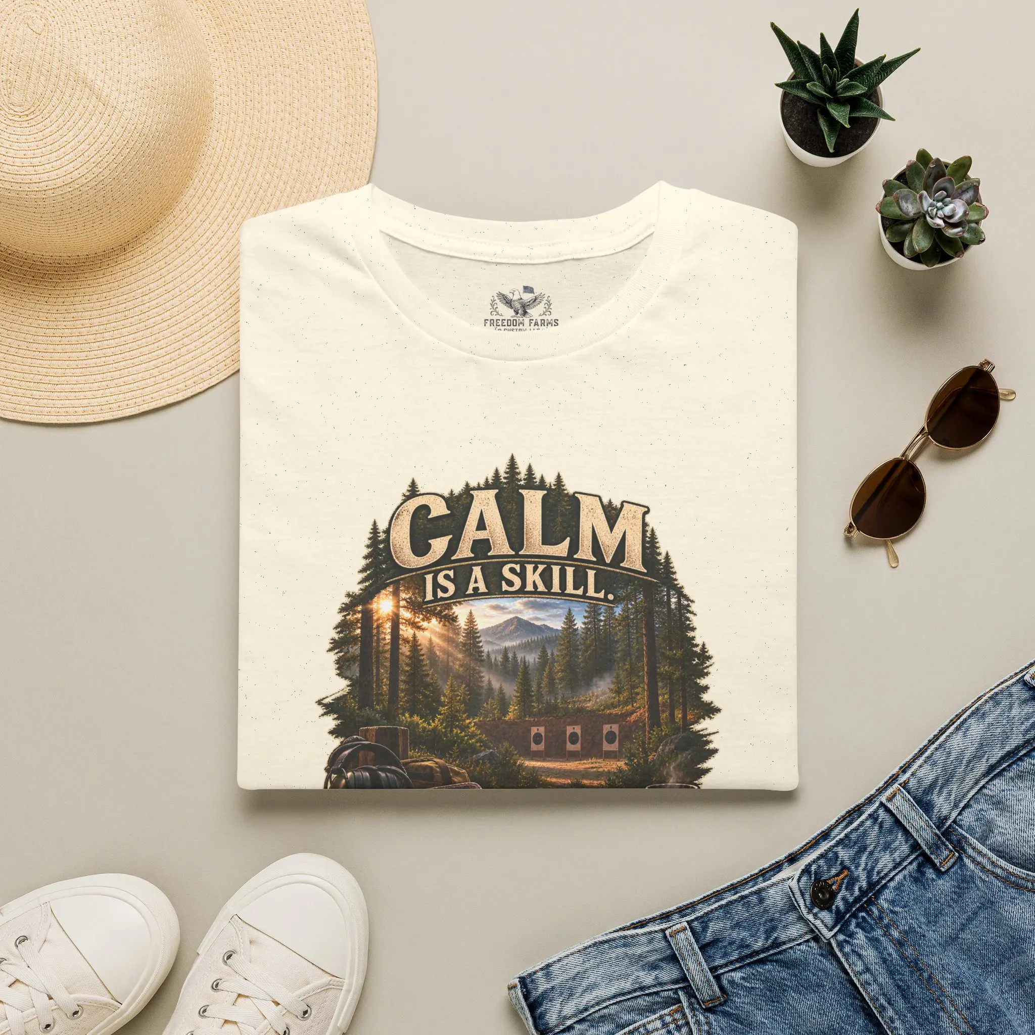 Calm Is a Skill, Prepared Is a Choice T-Shirt | Faith and Range Day Graphic Tee - Image 3
