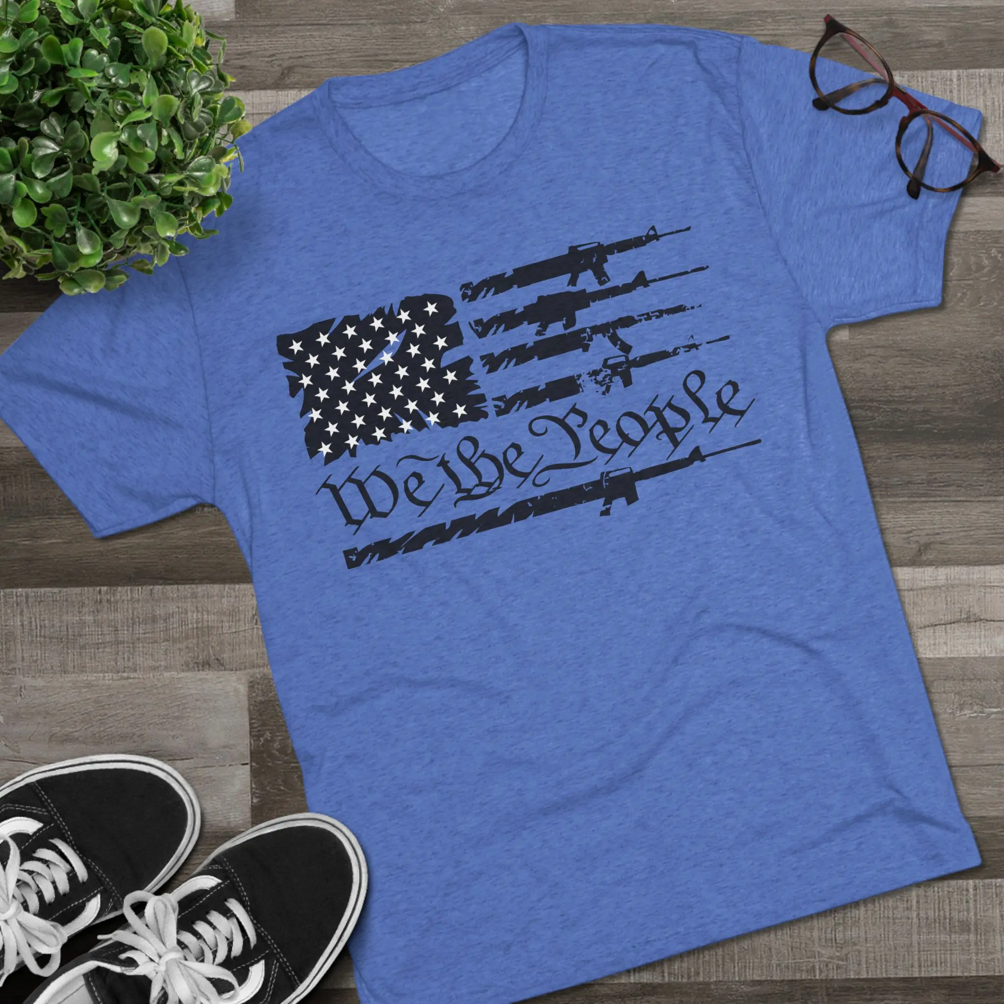 We the People Gun Flag Tri-Blend Tee | Rifle Stripe American Flag Shirt - Image 11