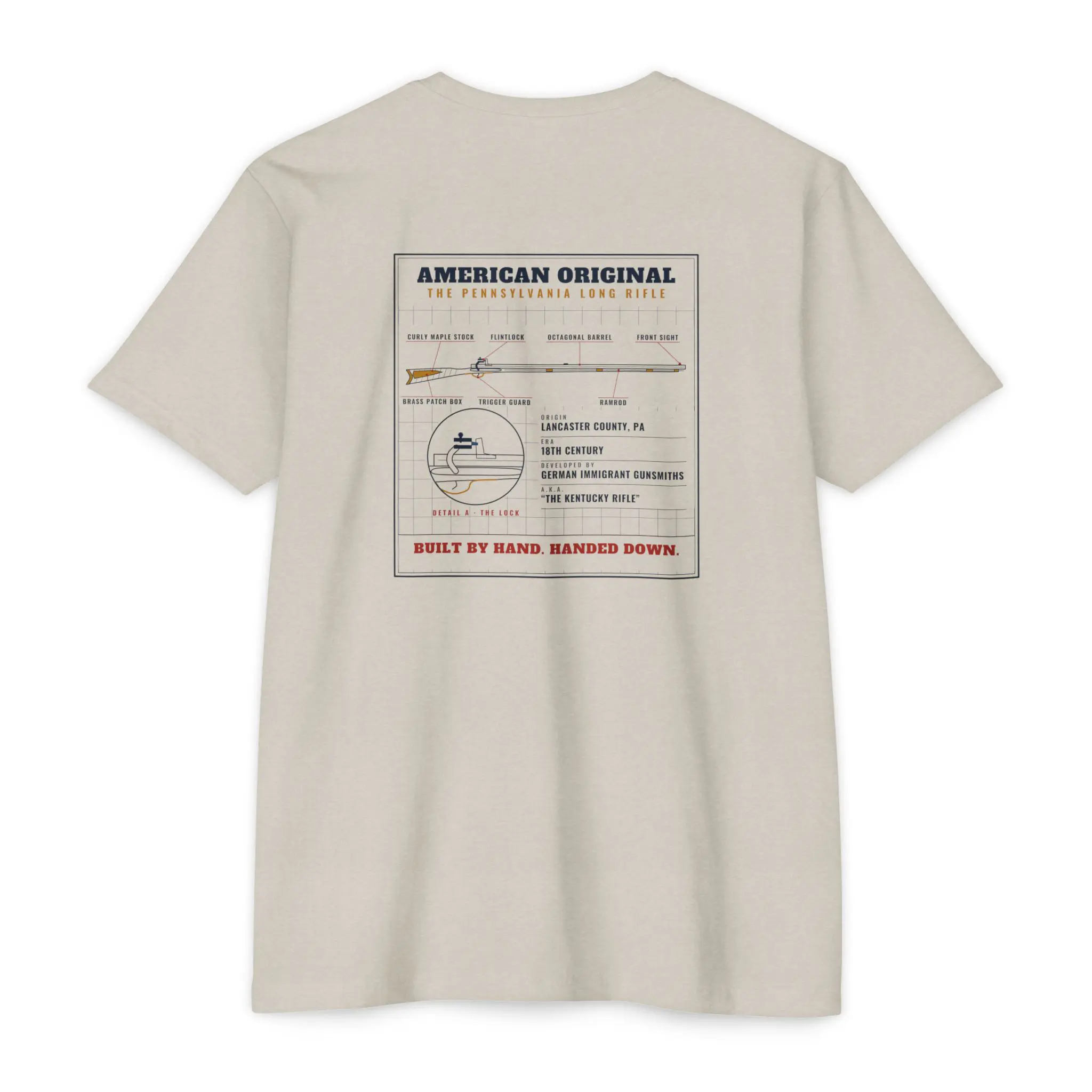 American Original Long Rifle T-Shirt | Pennsylvania Blueprint Front and Back Tee - Image 6