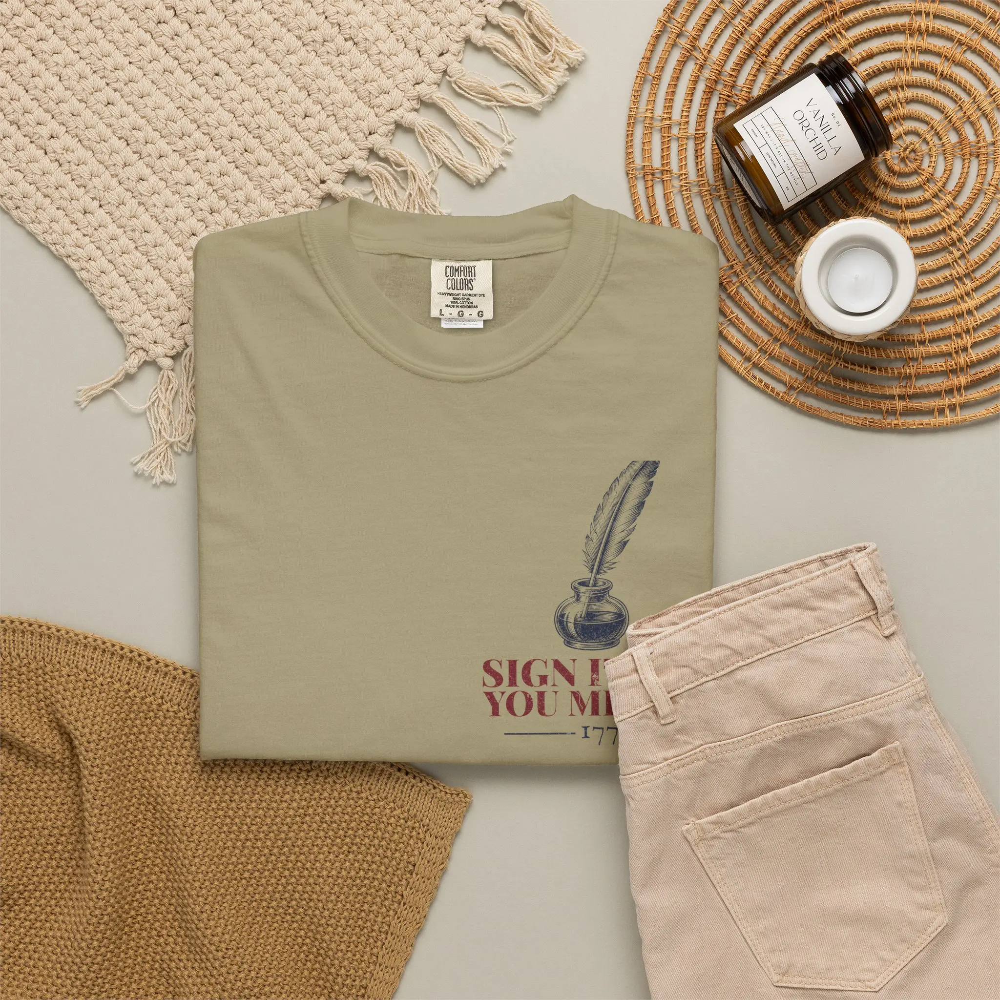 Sign It Like You Mean It T-Shirt | 1776 Declaration Signature Front and Back Tee - Image 12