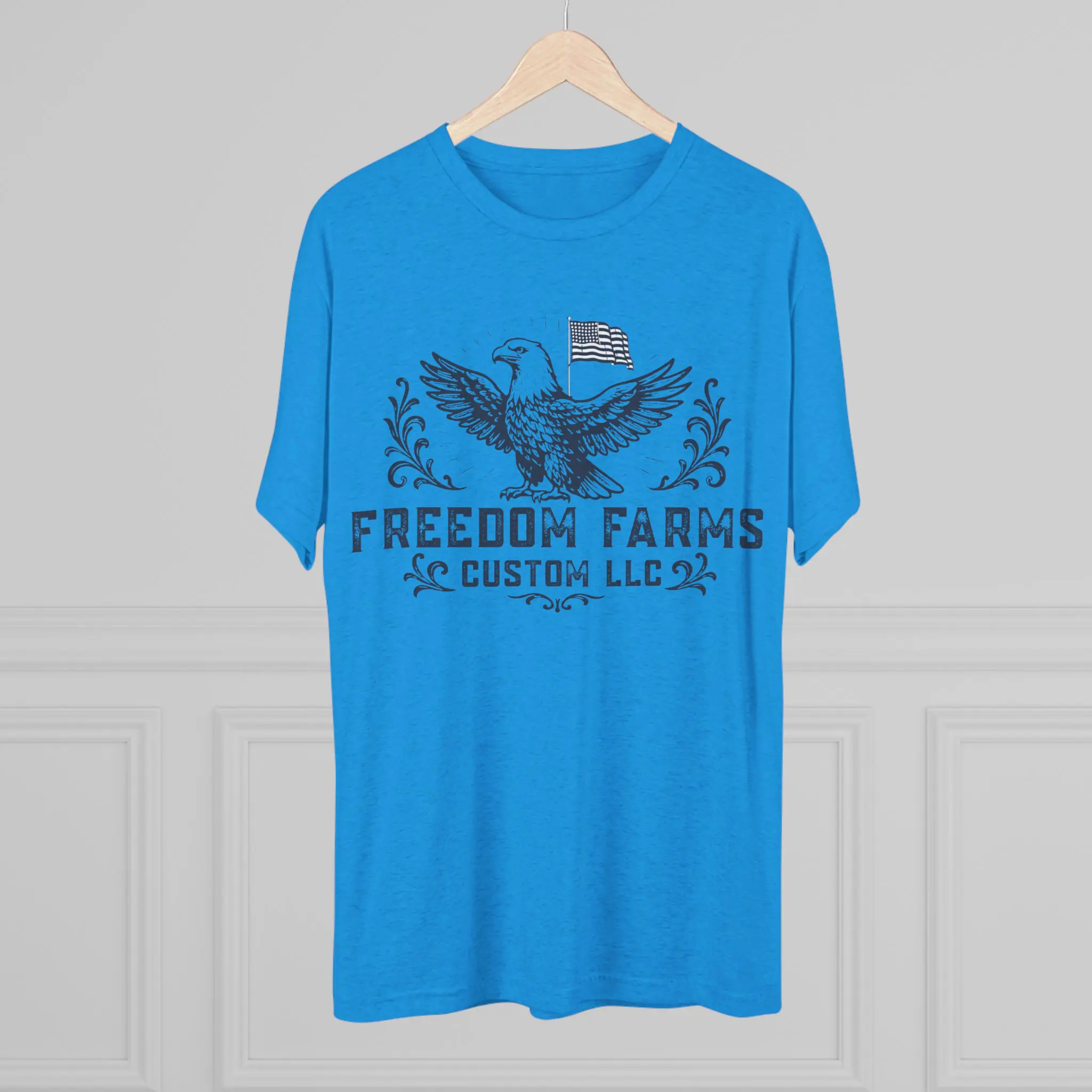 Freedom Farms Custom Eagle and Flag Logo Tee | Signature Tri-Blend Shirt - Image 8
