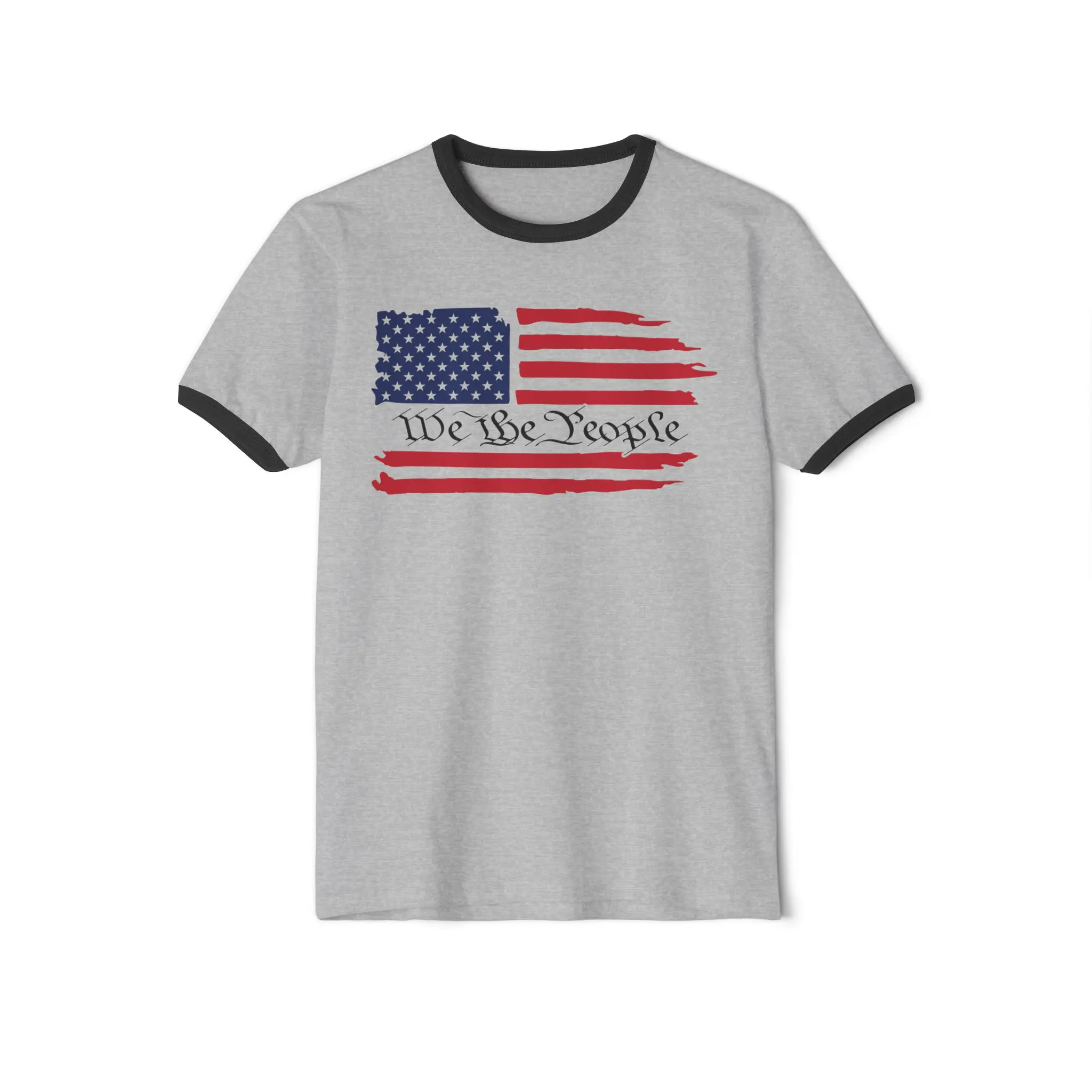 We the People American Flag Ringer Tee | Retro Patriotic Shirt - Image 5