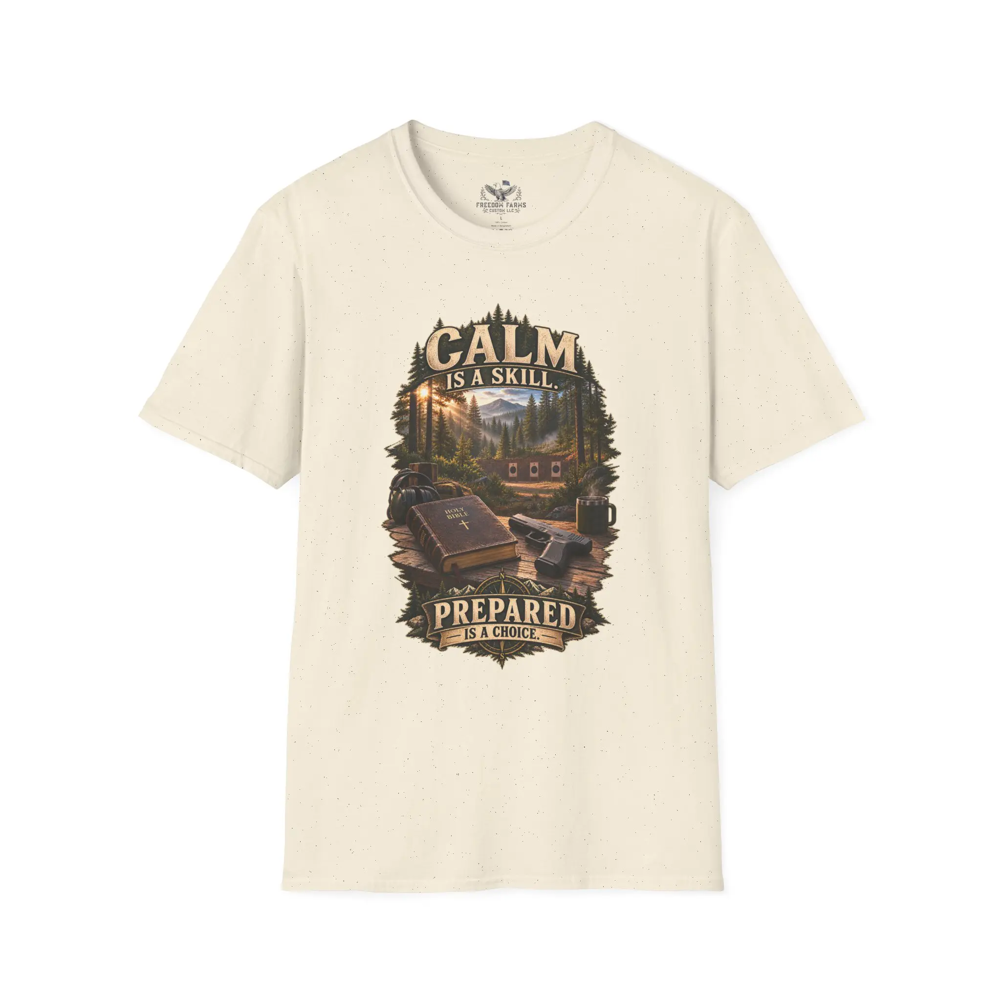 Calm Is a Skill, Prepared Is a Choice T-Shirt | Faith and Range Day Graphic Tee - Image 2