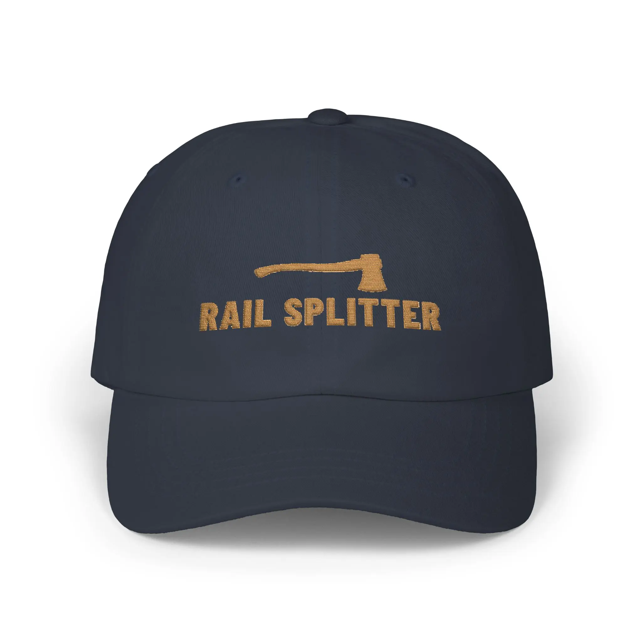 Rail Splitter Dad Hat | Gold Embroidered Lincoln Axe Cap