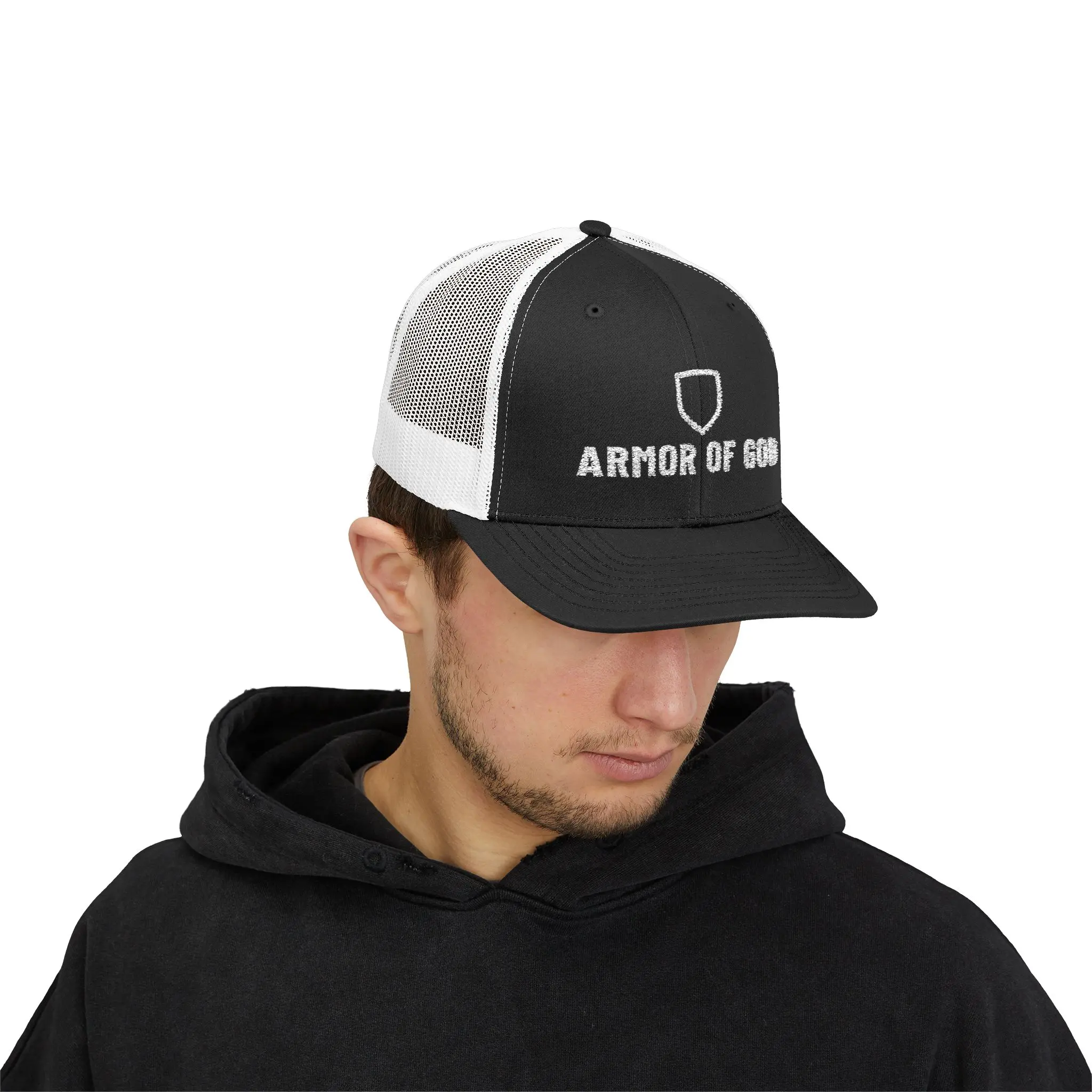 Armor of God Trucker Hat | Embroidered Shield Christian Snapback - Image 7