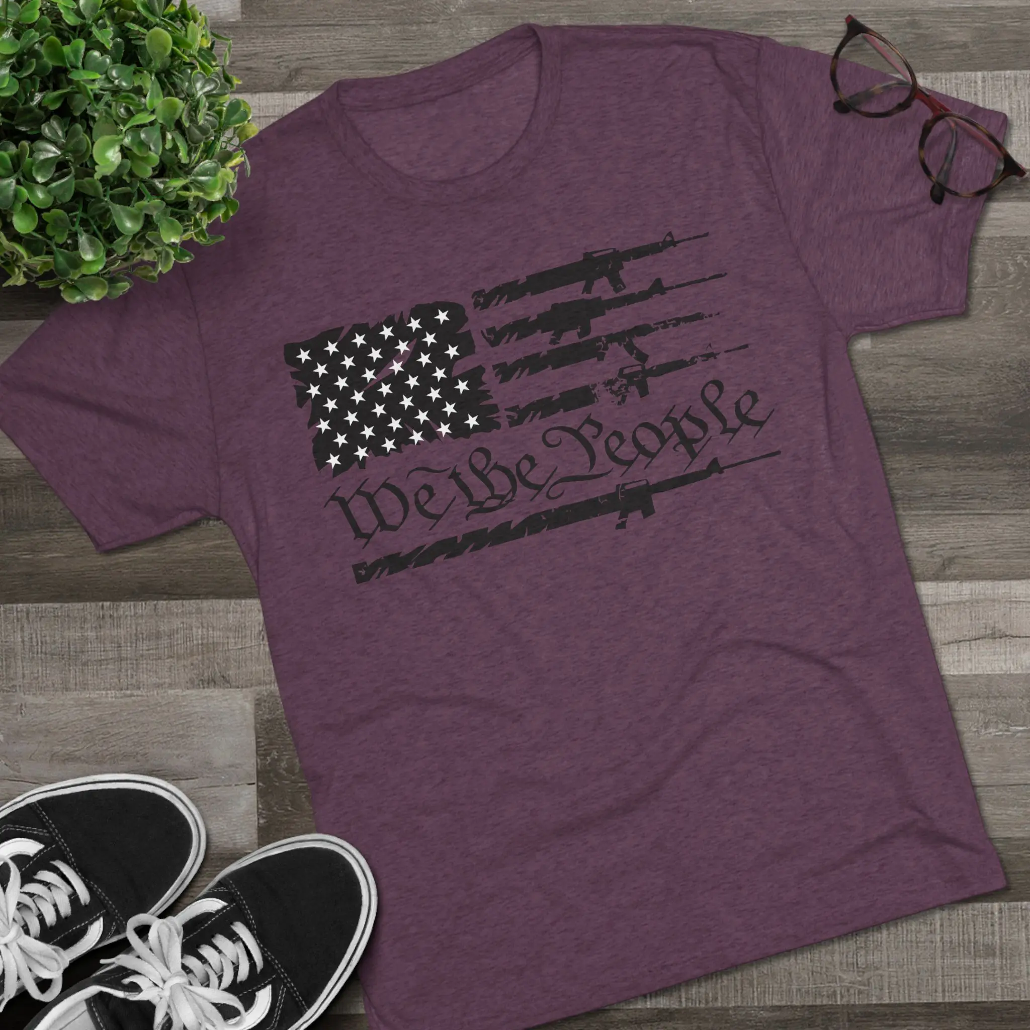 We the People Gun Flag Tri-Blend Tee | Rifle Stripe American Flag Shirt - Image 23