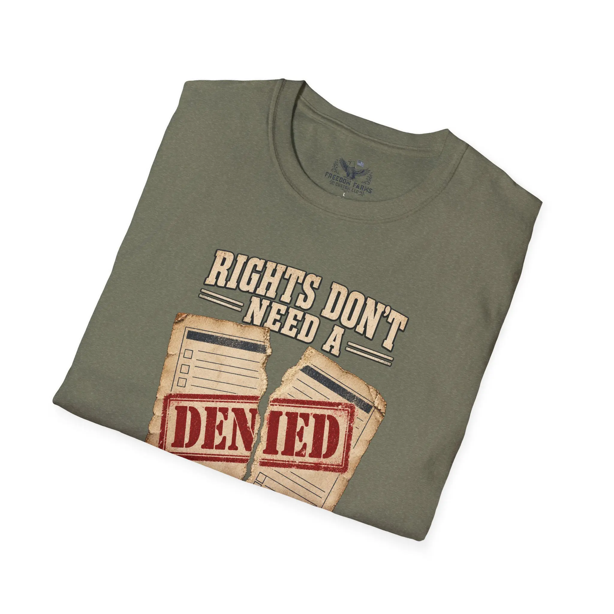 Rights Don't Need a Permission Slip T-Shirt | Denied Stamp Patriotic Tee - Image 8