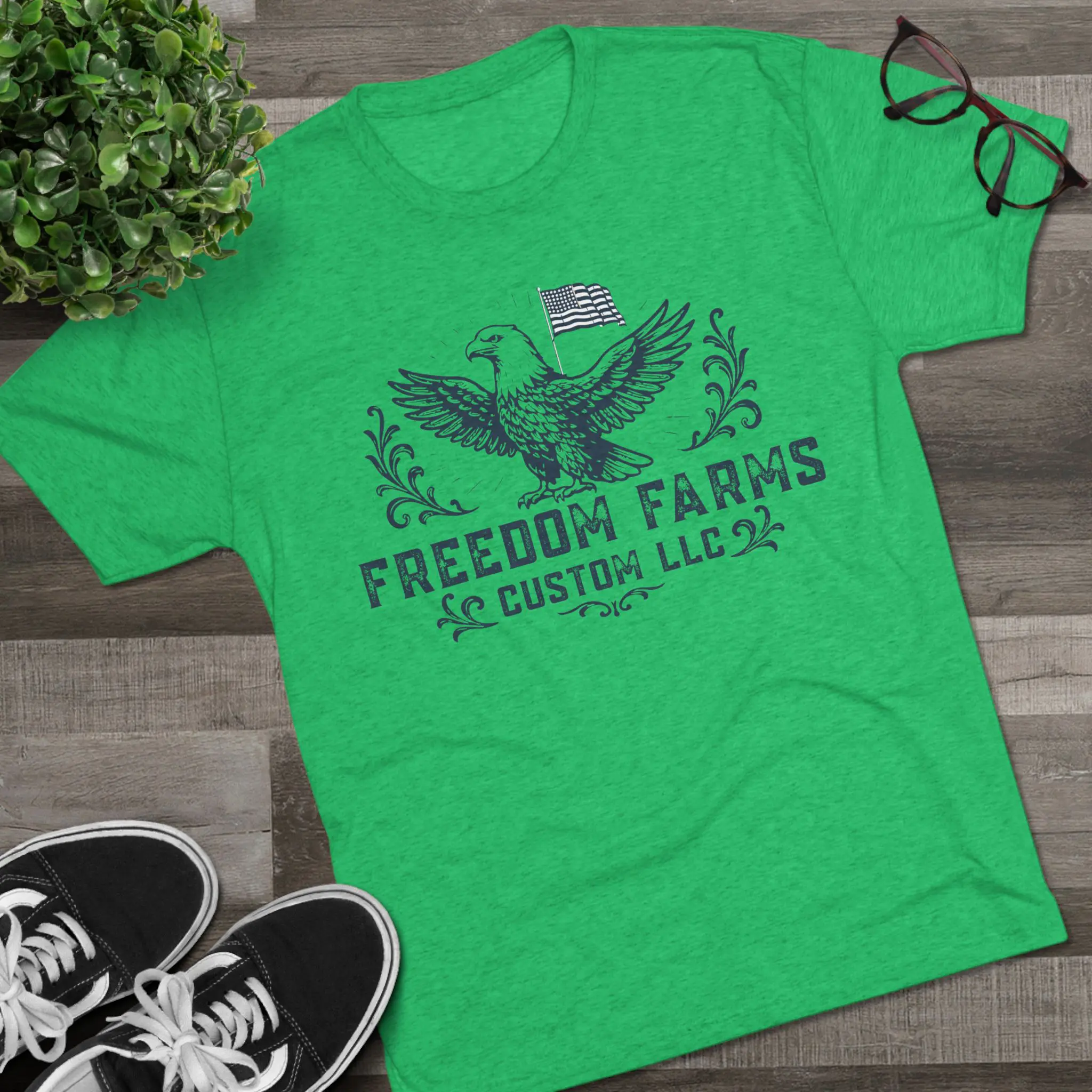 Freedom Farms Custom Eagle and Flag Logo Tee | Signature Tri-Blend Shirt - Image 3
