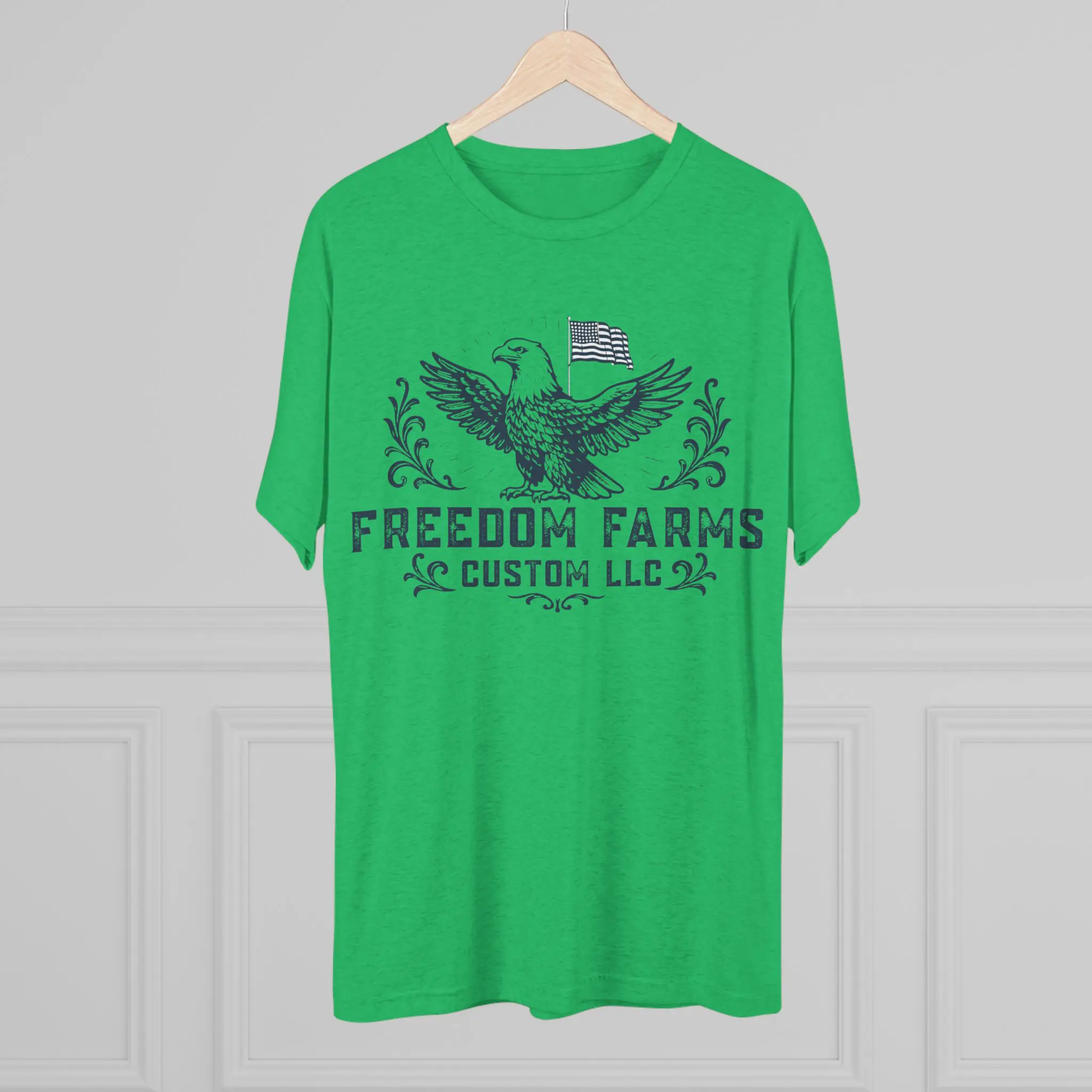 Freedom Farms Custom Eagle and Flag Logo Tee | Signature Tri-Blend Shirt - Image 4